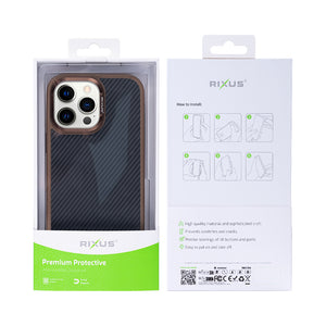 Rixus Mag Carbon With MagSafe Compatible For Apple iPhone 13 Pro Brown