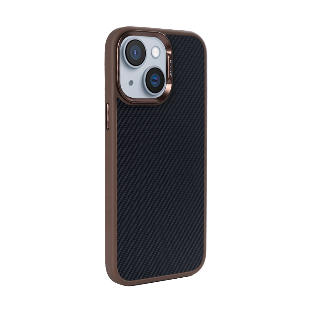 Rixus Mag Carbon With MagSafe Compatible For Apple iPhone 15 Plus Brown