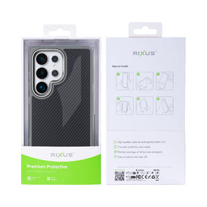 Rixus Mag Carbon With MagSafe Compatible For Samsung Galaxy S25 Ultra Titanium Grey