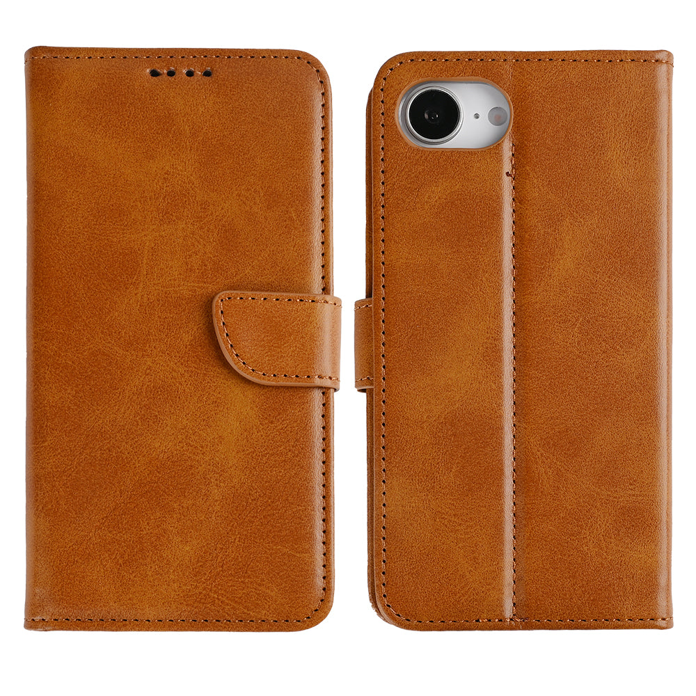 Rixus Bookcase For Apple iPhone 16e, 17e Light Brown