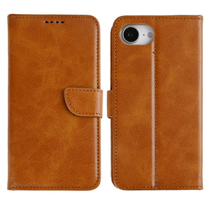 Rixus Bookcase For Apple iPhone 16e, 17e Light Brown