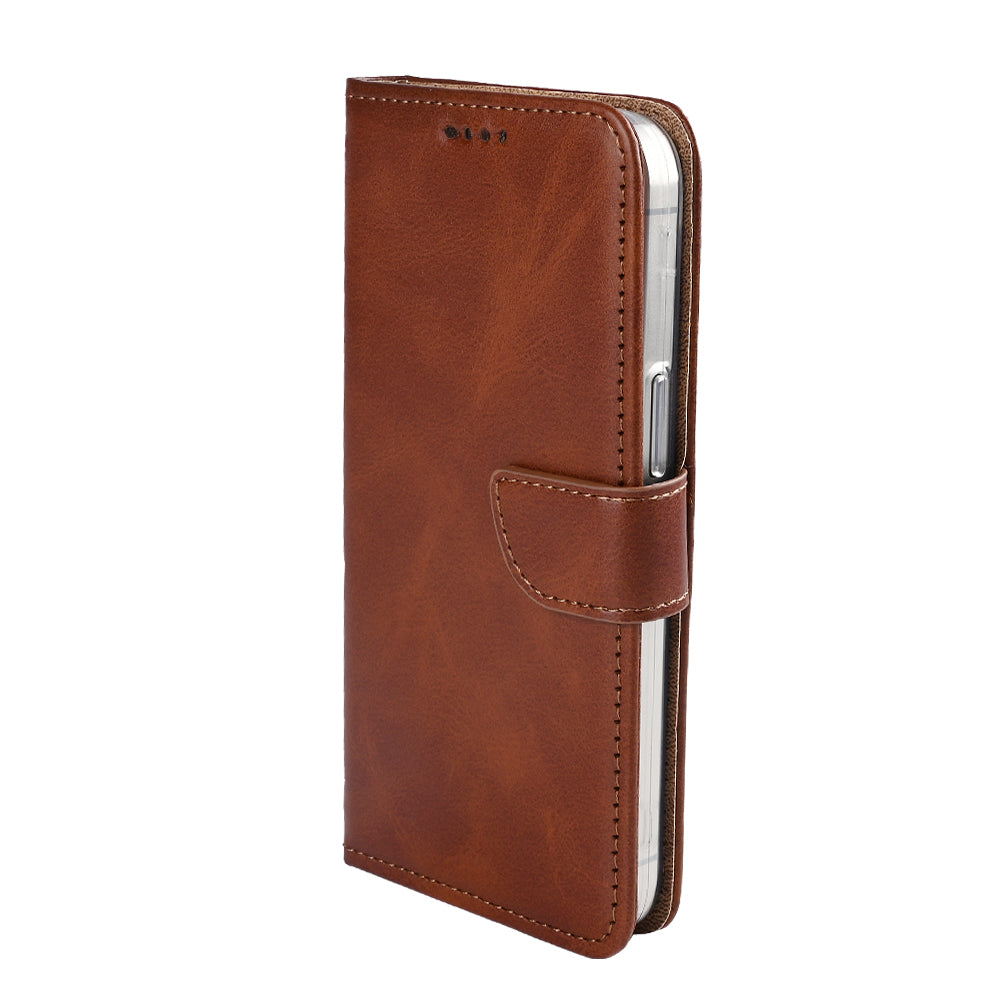 Rixus Bookcase For Apple iPhone 16e, 17e Brown