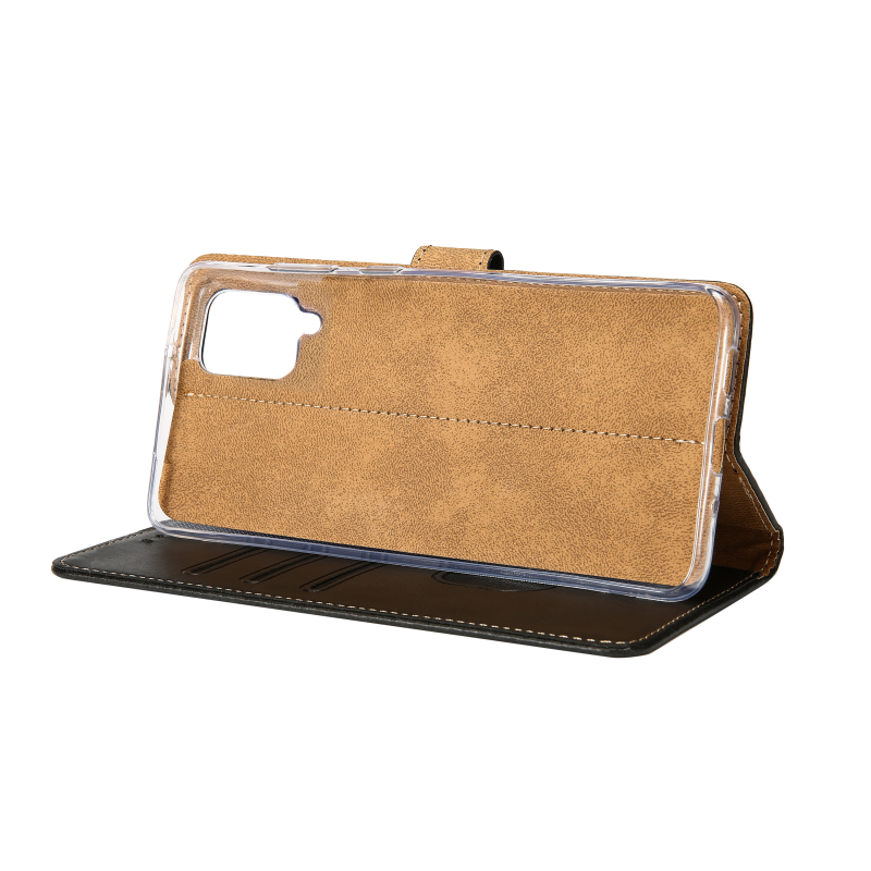 Rixus Bookcase Pour Samsung Galaxy A12 Noir