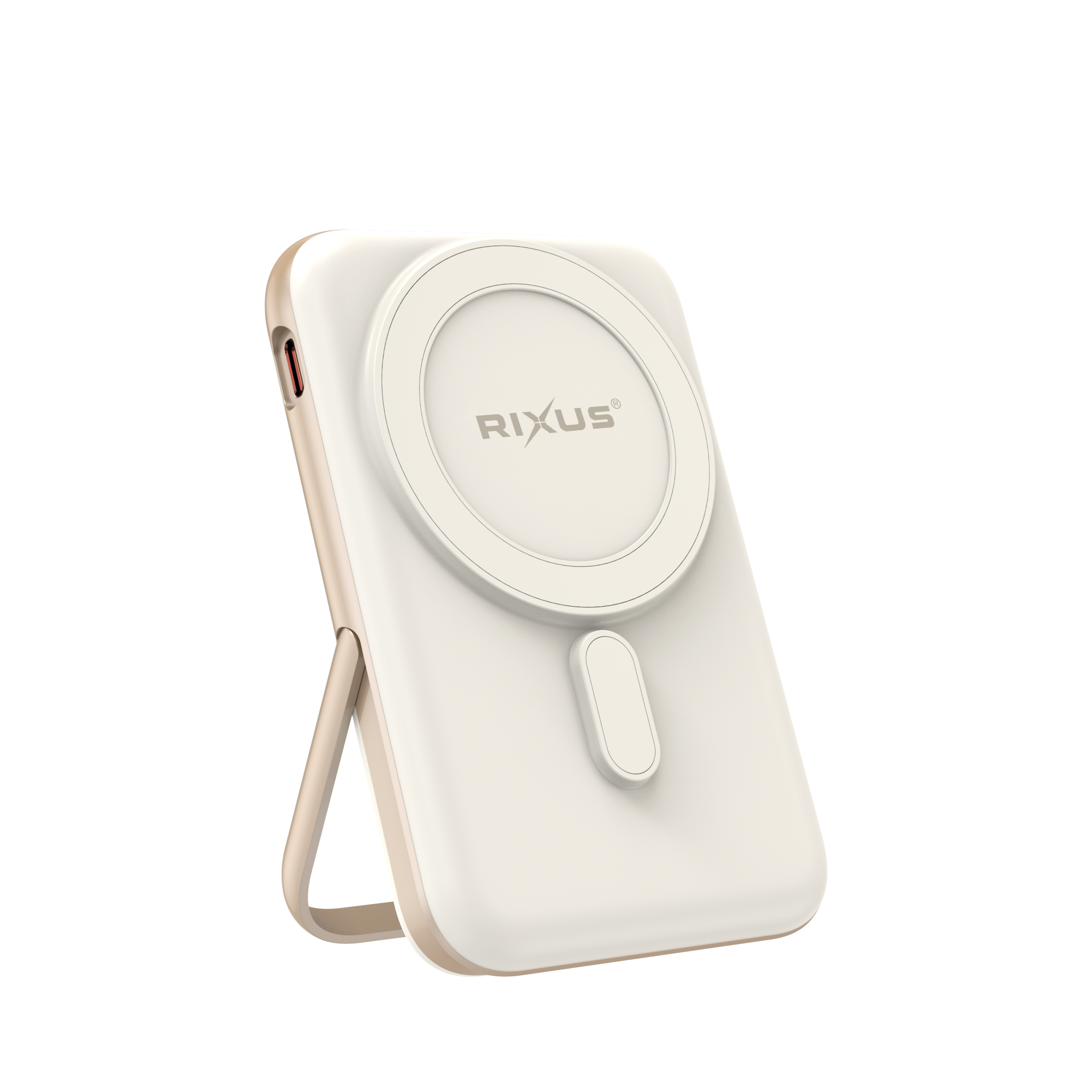 Batterie externe magnétique portable Rixus RXPB37 10 000 mAh avec support, couleur or rose