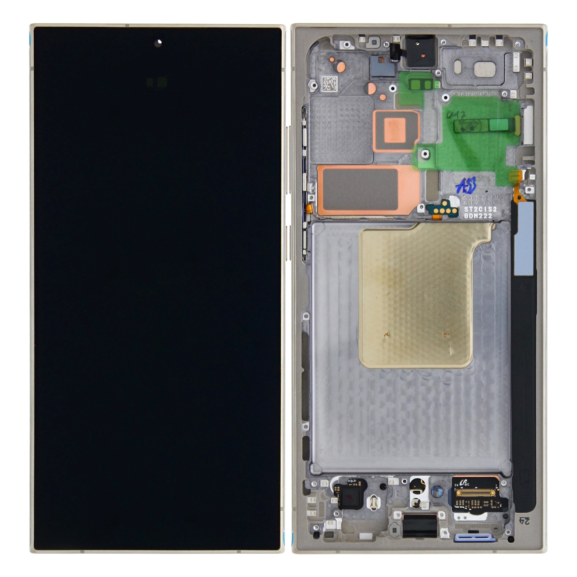Écran et numériseur Samsung Galaxy S24 Ultra S928 avec cadre gris titane préassemblé