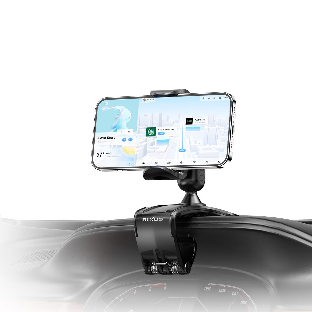 Rixus RXHW62 Dashboard Navigatie Telefoonbeugel Voor Auto Voertuigen Zwart
