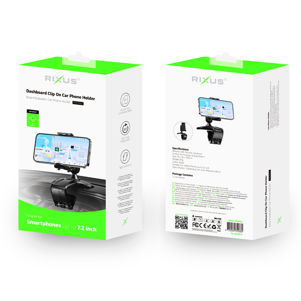 Rixus RXHW62 Dashboard Navigatie Telefoonbeugel Voor Auto Voertuigen Zwart