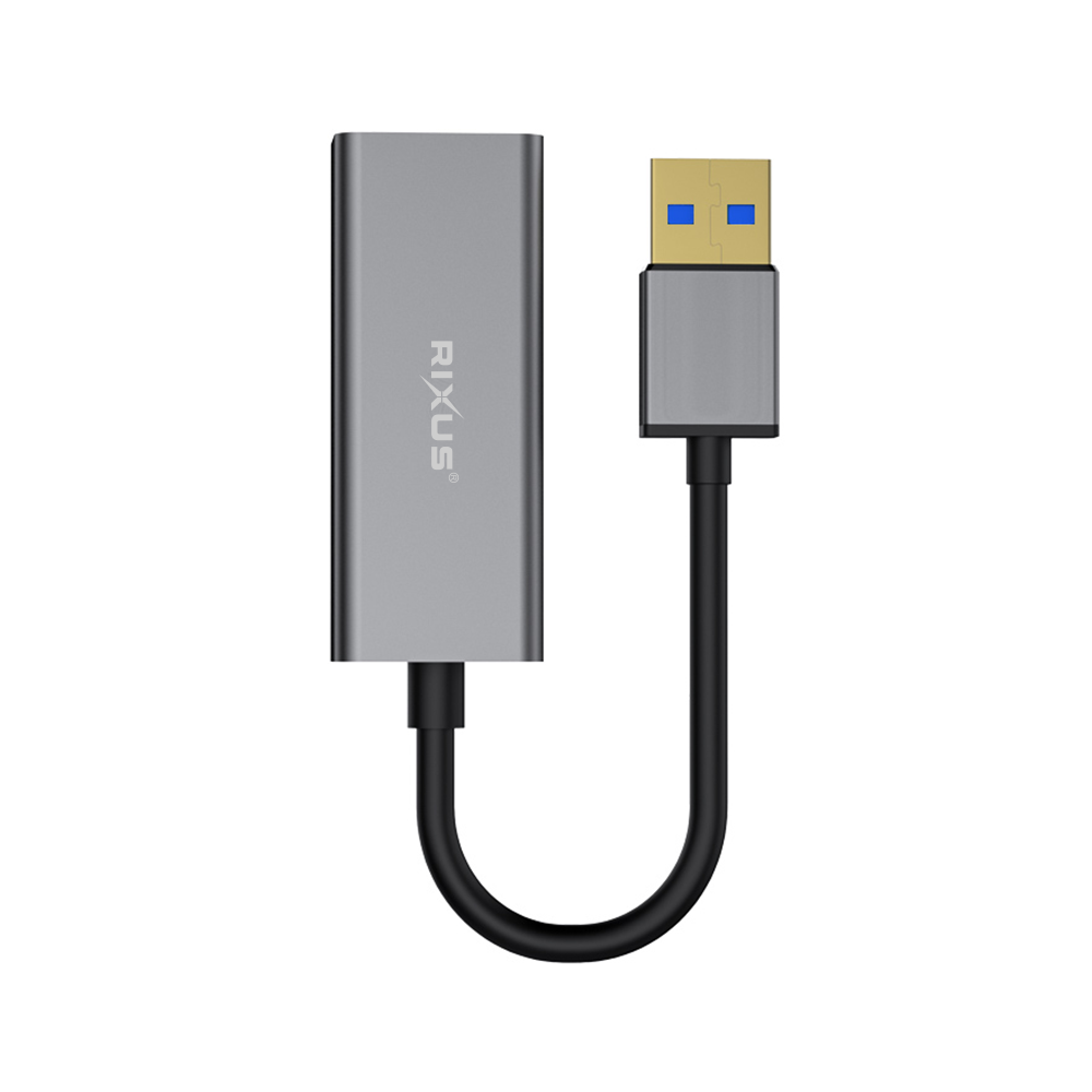 Rixus RXEA02 USB 3.0 Gigabit Netwerkkaartusb Naar RJ45 Connector Grijs