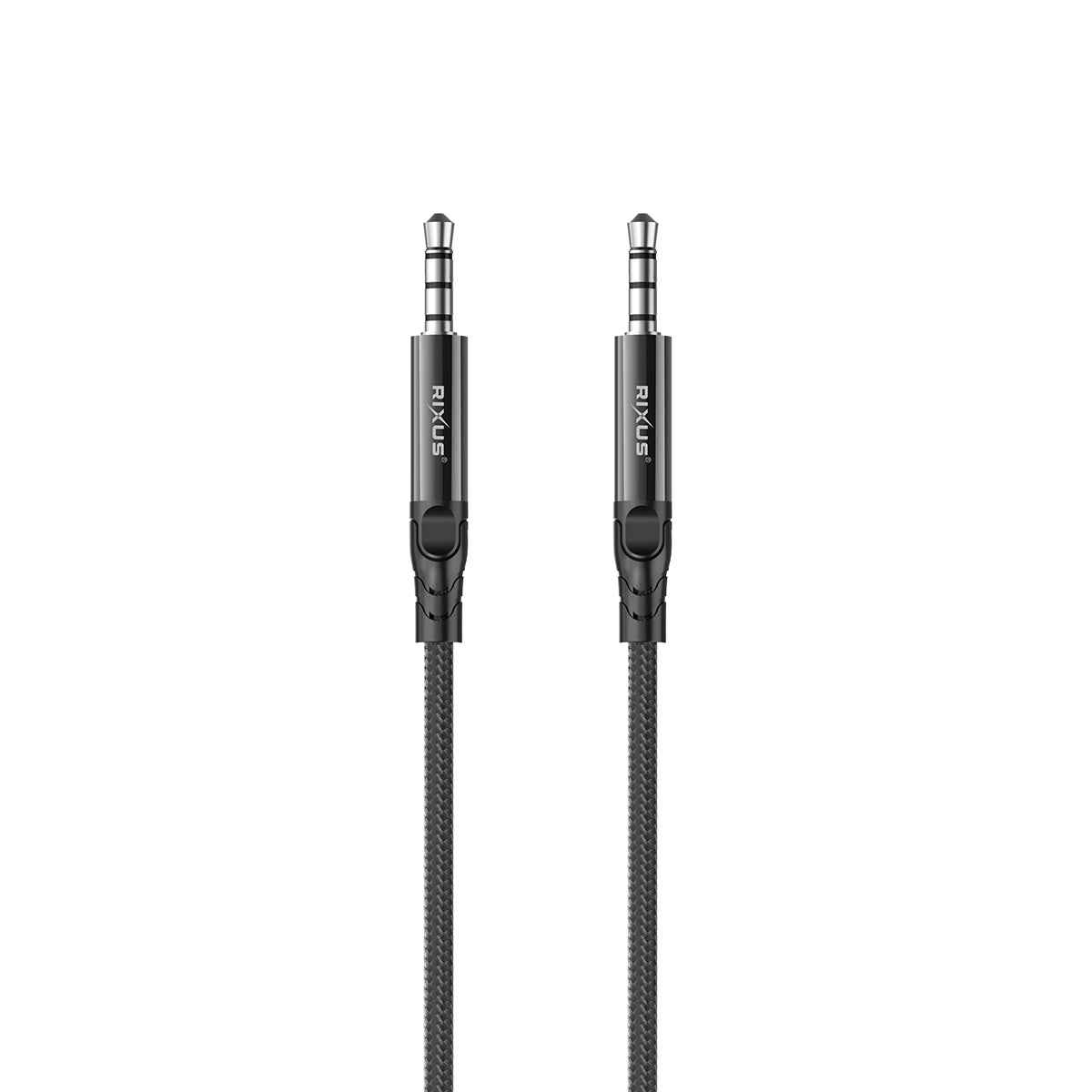 Rixus RXMU35 3,5mm AUX Naar 3,5mm AUX Gevlochten Audiokabel 1,2m Zwart