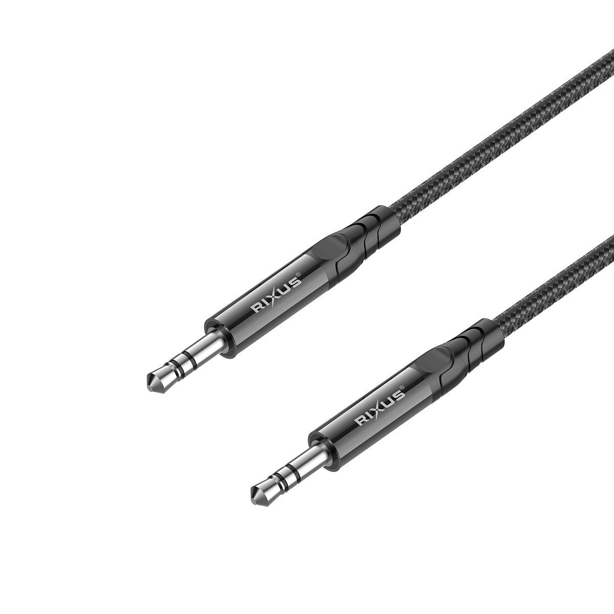 Rixus RXMU35 3,5mm AUX Naar 3,5mm AUX Gevlochten Audiokabel 1,2m Zwart