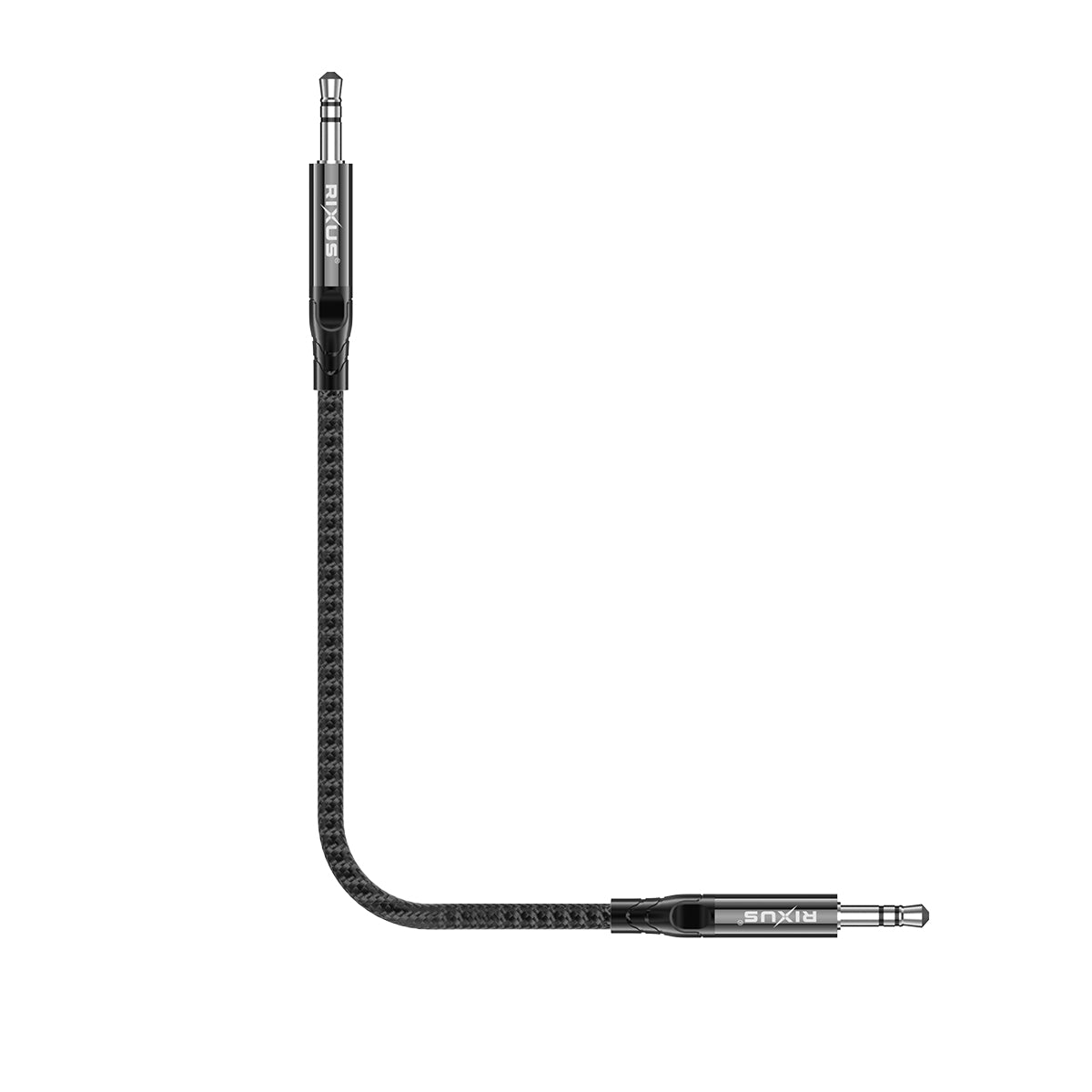 Rixus RXMU35 3,5mm AUX Naar 3,5mm AUX Gevlochten Audiokabel 1,2m Zwart