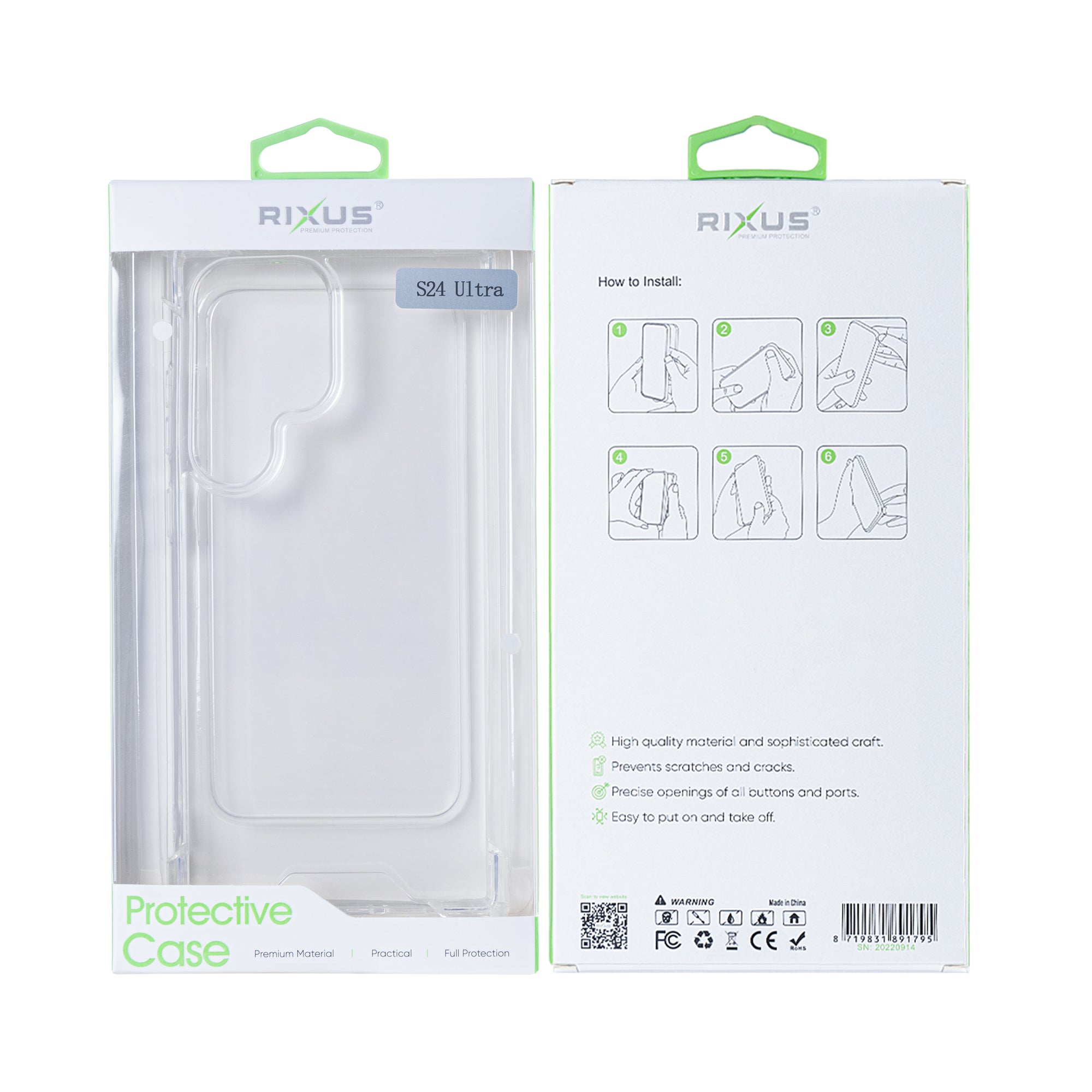 Rixus Anti-Barst Hoesje Voor Samsung Galaxy S24 Ultra 5G Transparant