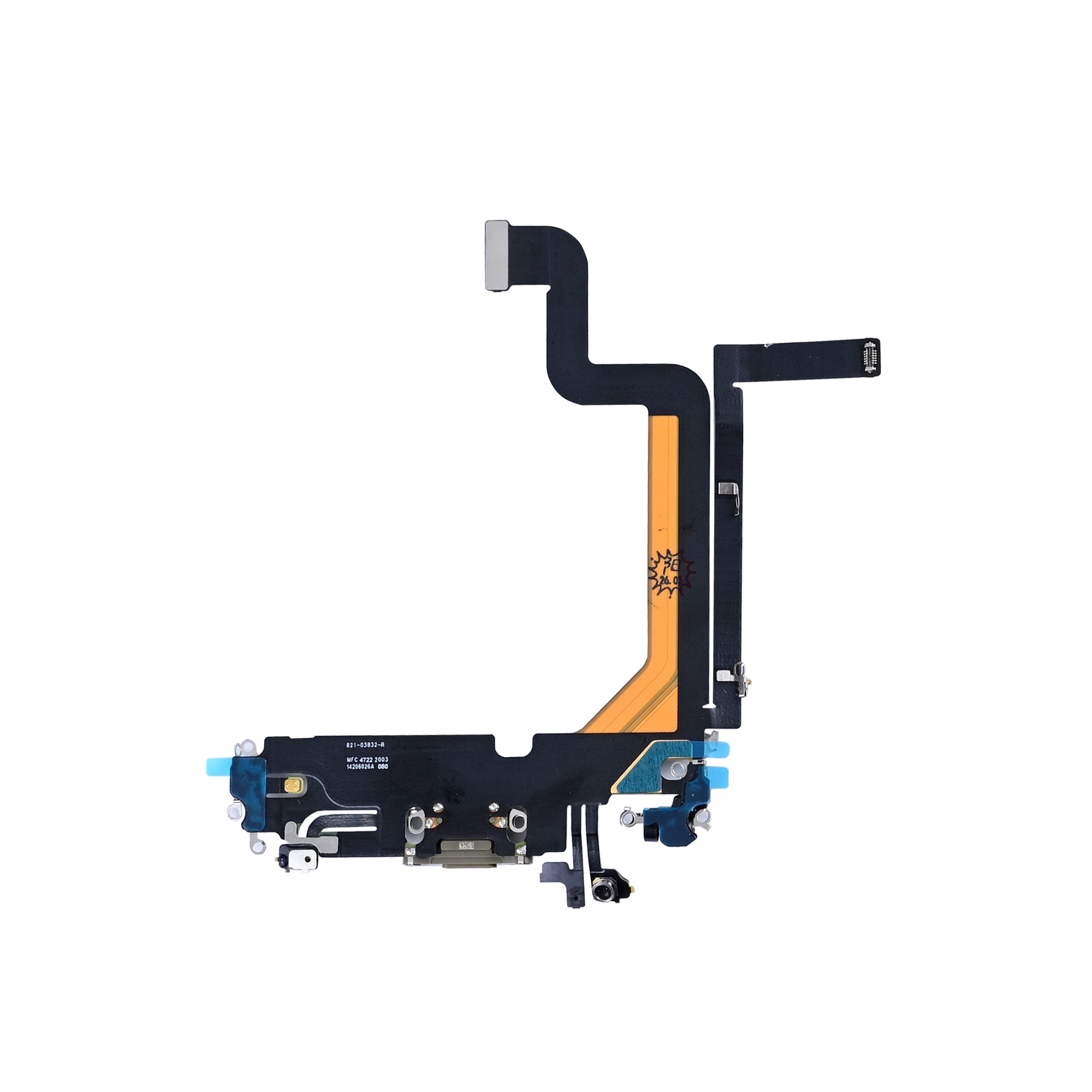 For Apple iPhone 14 Pro Max Systeem Opladen Flex Goud Getrokken
