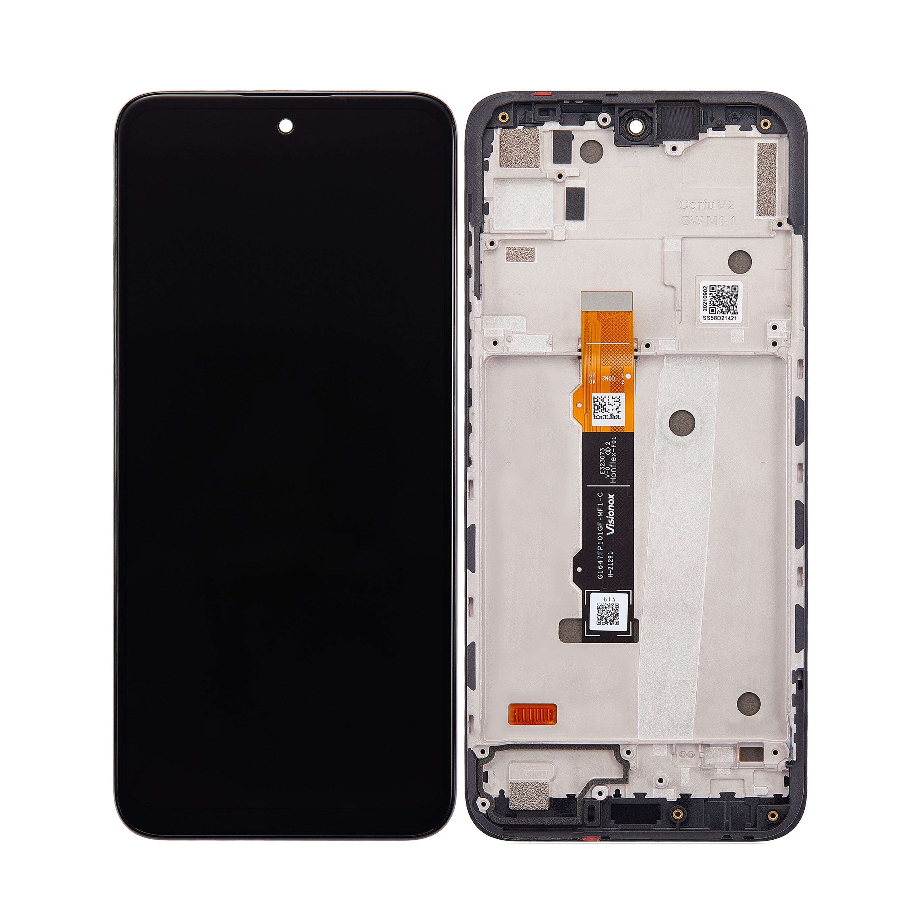 Motorola Moto G71 5G-scherm en digitizer met frame, zwart, OEM