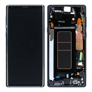 Samsung Galaxy Note 9 N960F Scherm en Digitizer met Frame Middernacht Zwart Service Pack