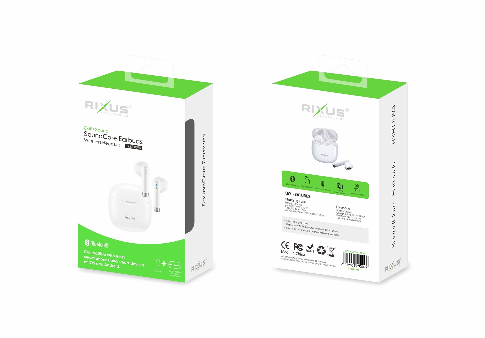 Rixus RXBT109A SoundCore Bluetooth Headset Wit