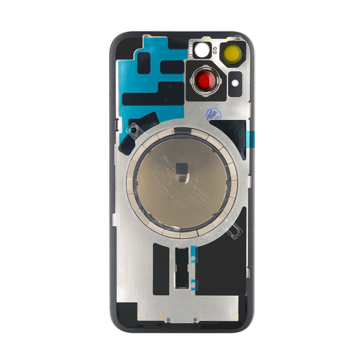 For Apple 14 achterglas zonder NFC, vergroot cameraframe blauw compatibel