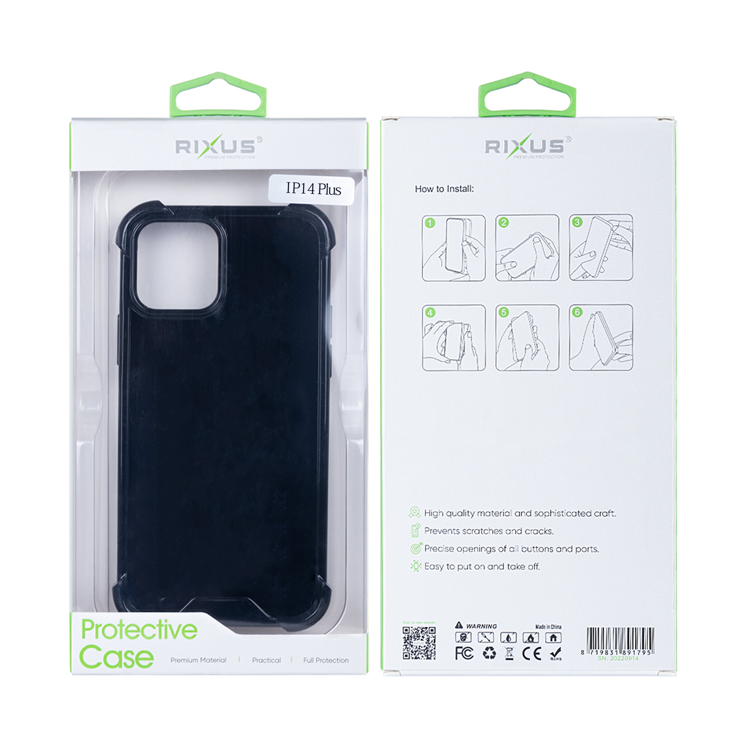 Rixus Anti-Barst Case For Apple iPhone 14 Plus Zwart