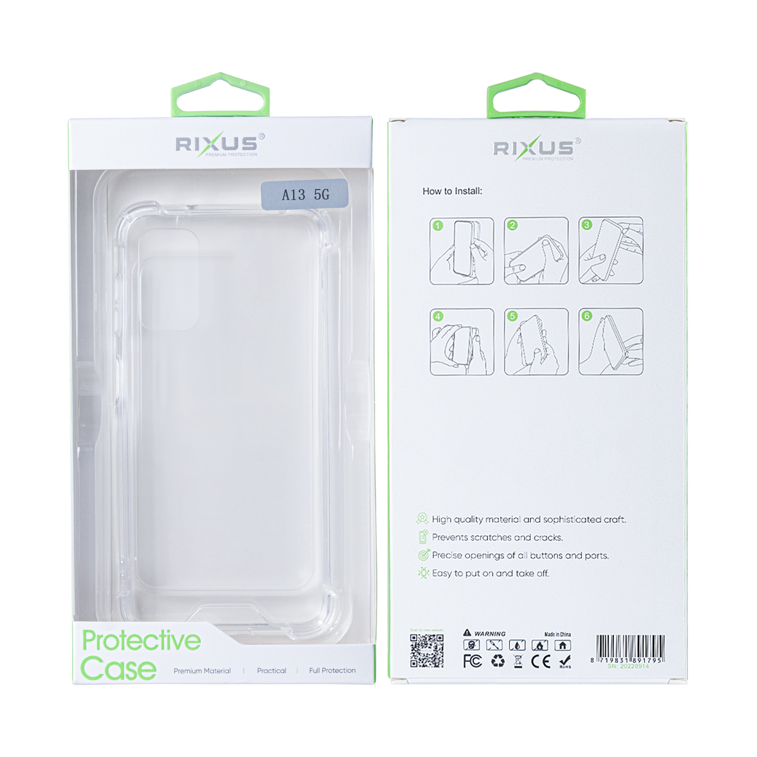 Rixus Anti-Barst Hoesje Voor Samsung Galaxy A13 5G Transparant