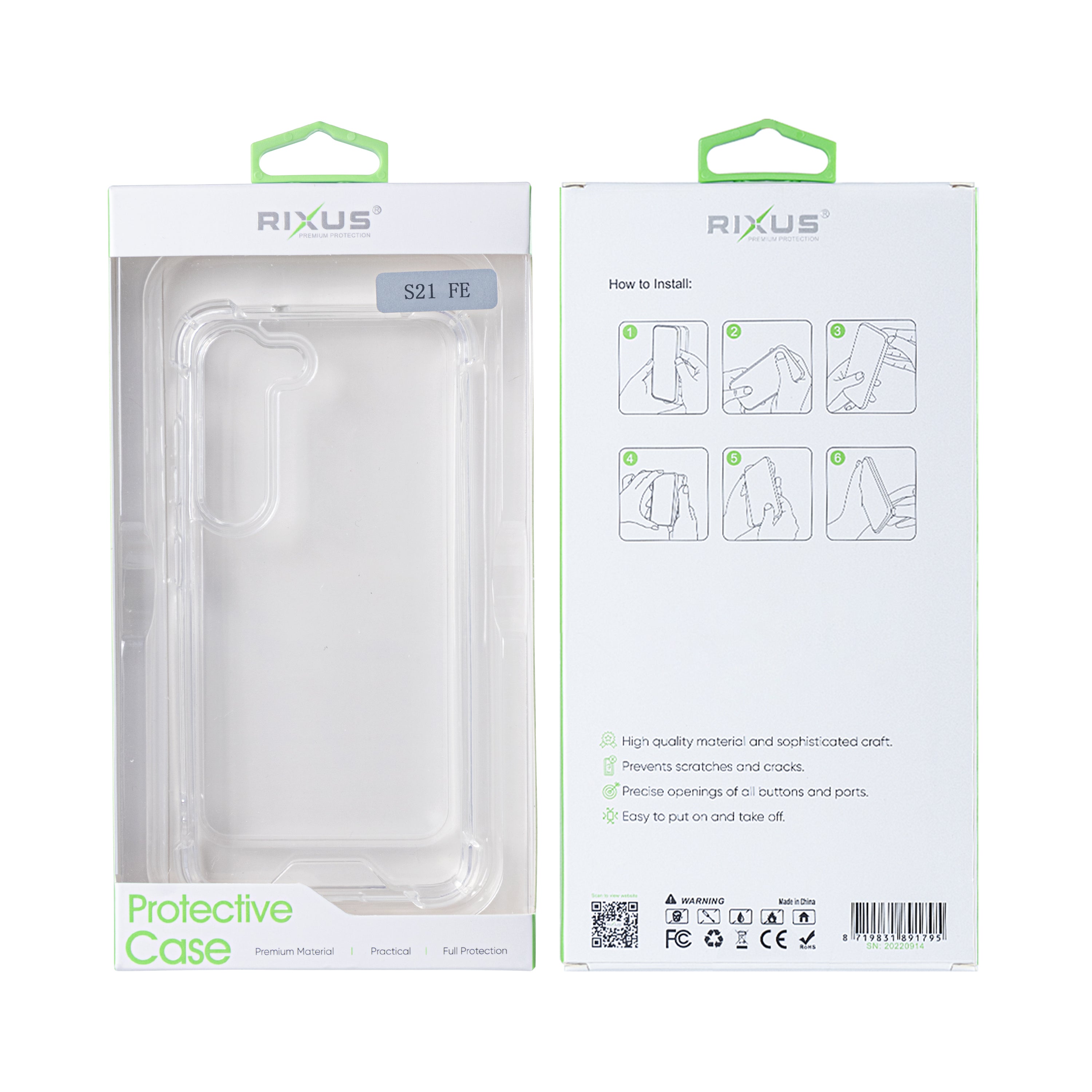 Rixus Anti-Burst Case voor Samsung Galaxy S21 FE 5G Transparant