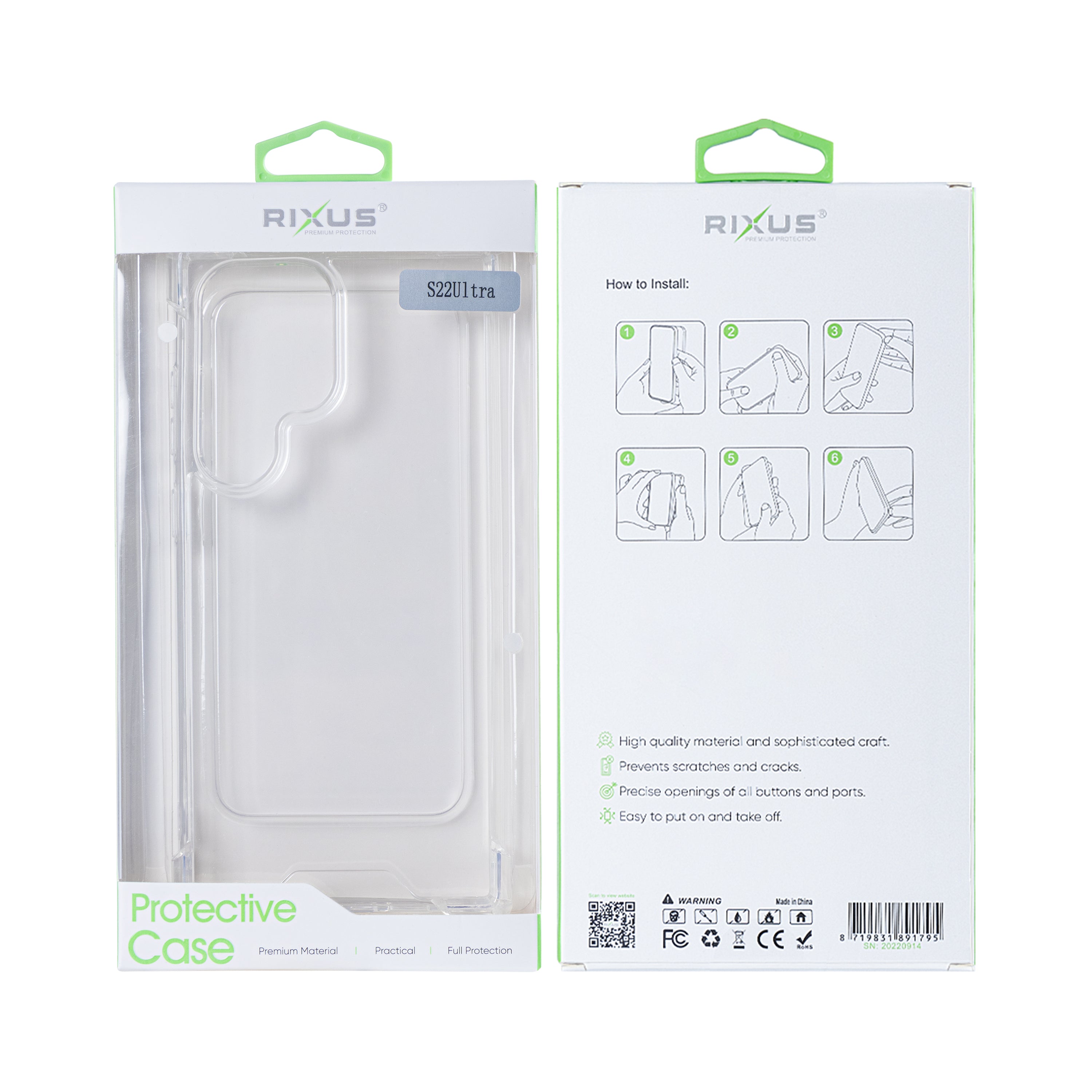 Rixus Anti-Barst Hoesje Voor Samsung Galaxy S22 Ultra 5G Transparant