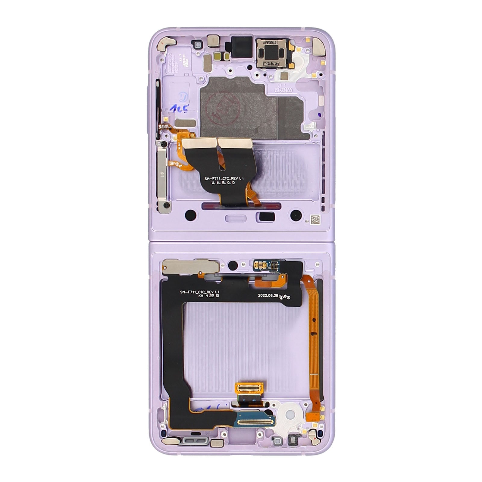 Samsung Galaxy Z Flip3 F711B Hoofdscherm en digitizer met frame Lavender Service Pack
