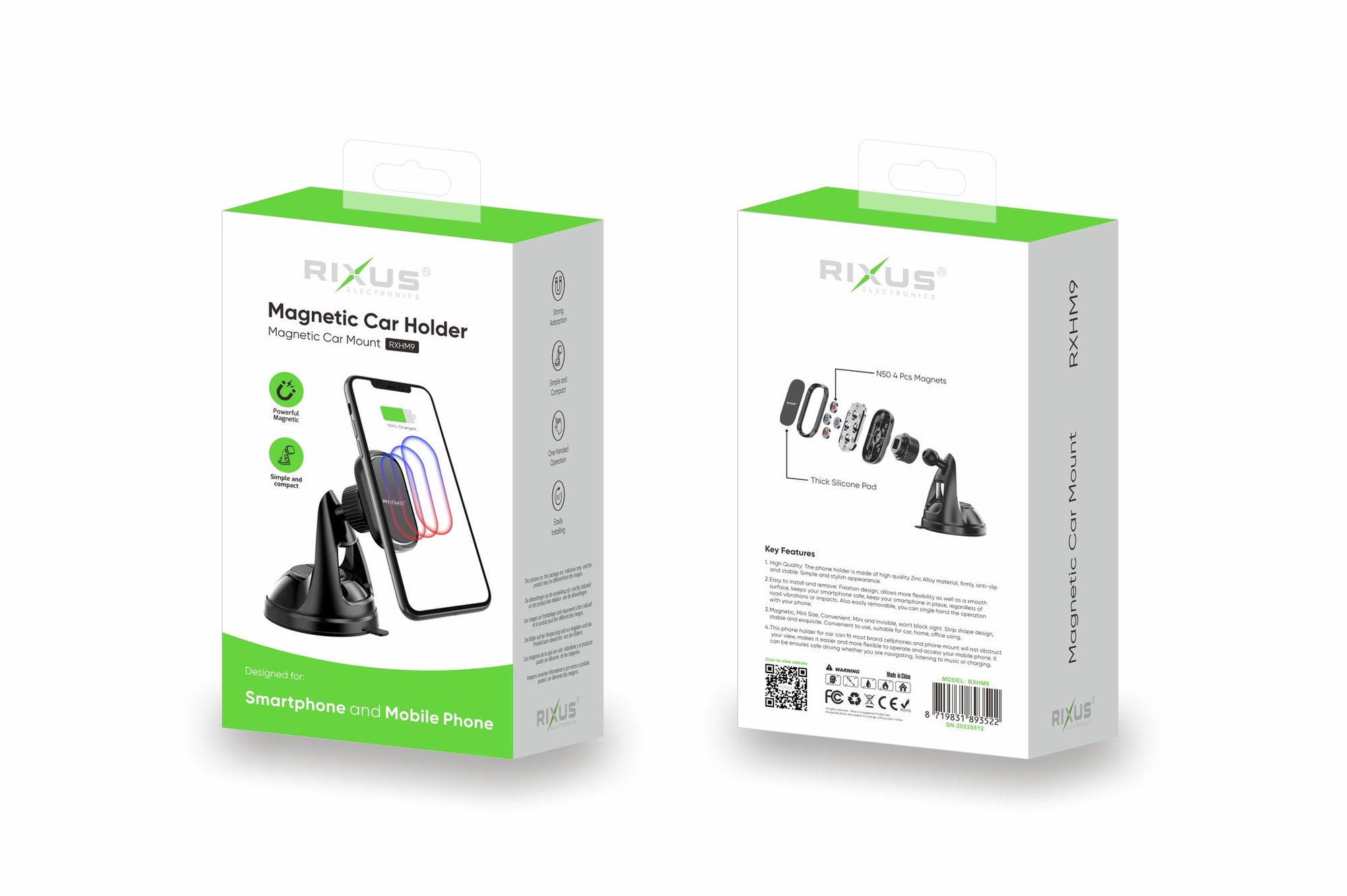 Rixus RXHM9 Autohouder Magnetisch 360° Zwart