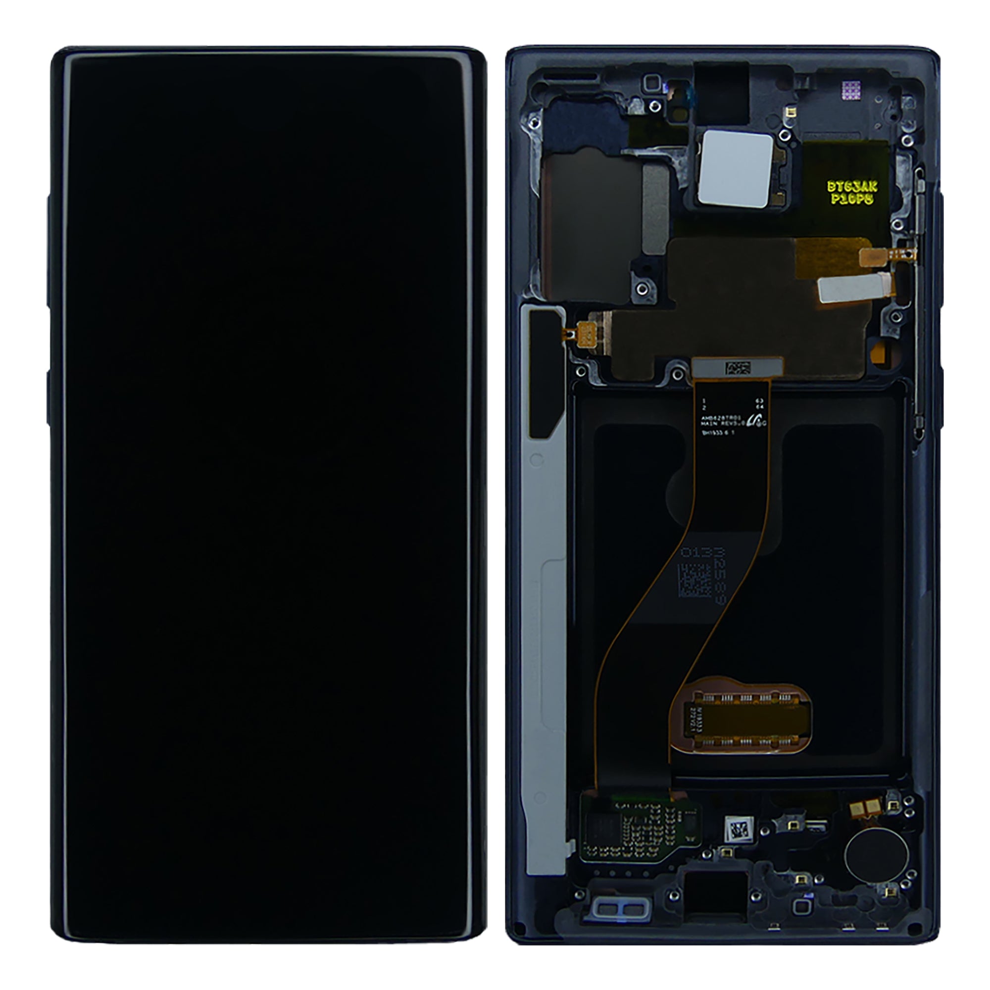 Samsung Galaxy Note 10 N970F Beeldscherm en Digitizer met Frame Aura Black Service Pack