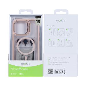 Rixus Classic 03 Case With MagSafe Compatible For Apple iPhone 15 Pro Light Pink