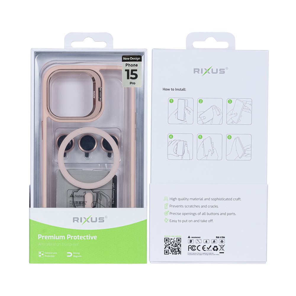 Rixus Classic 03 Hoesje Met MagSafe For Apple iPhone 15 Pro Lichtroze