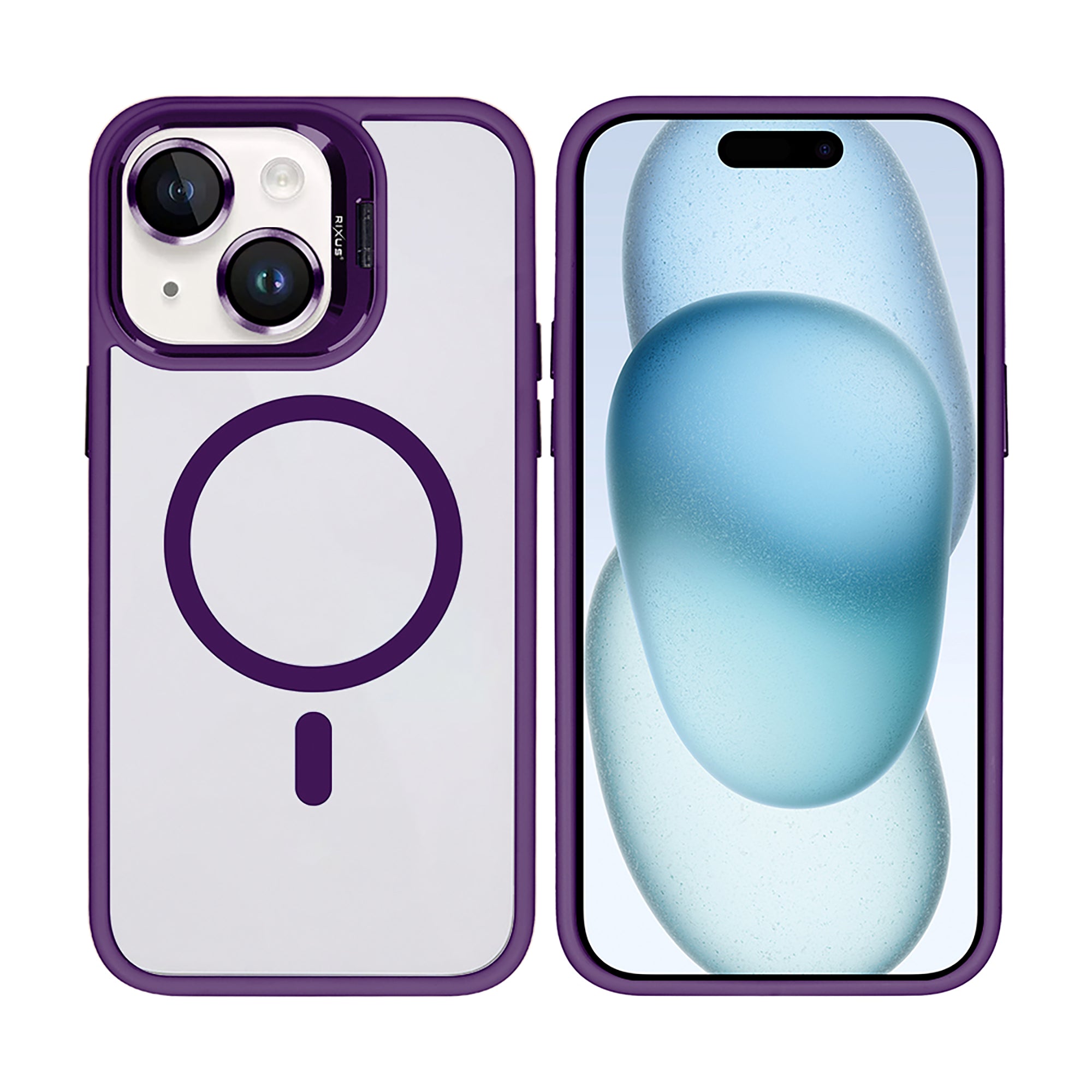 Rixus Classic 03 Case With MagSafe Compatible For Apple iPhone 15 Plus Deep Purple