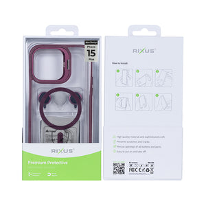 Rixus Classic 03 Case With MagSafe Compatible For Apple iPhone 15 Plus Dark Pink