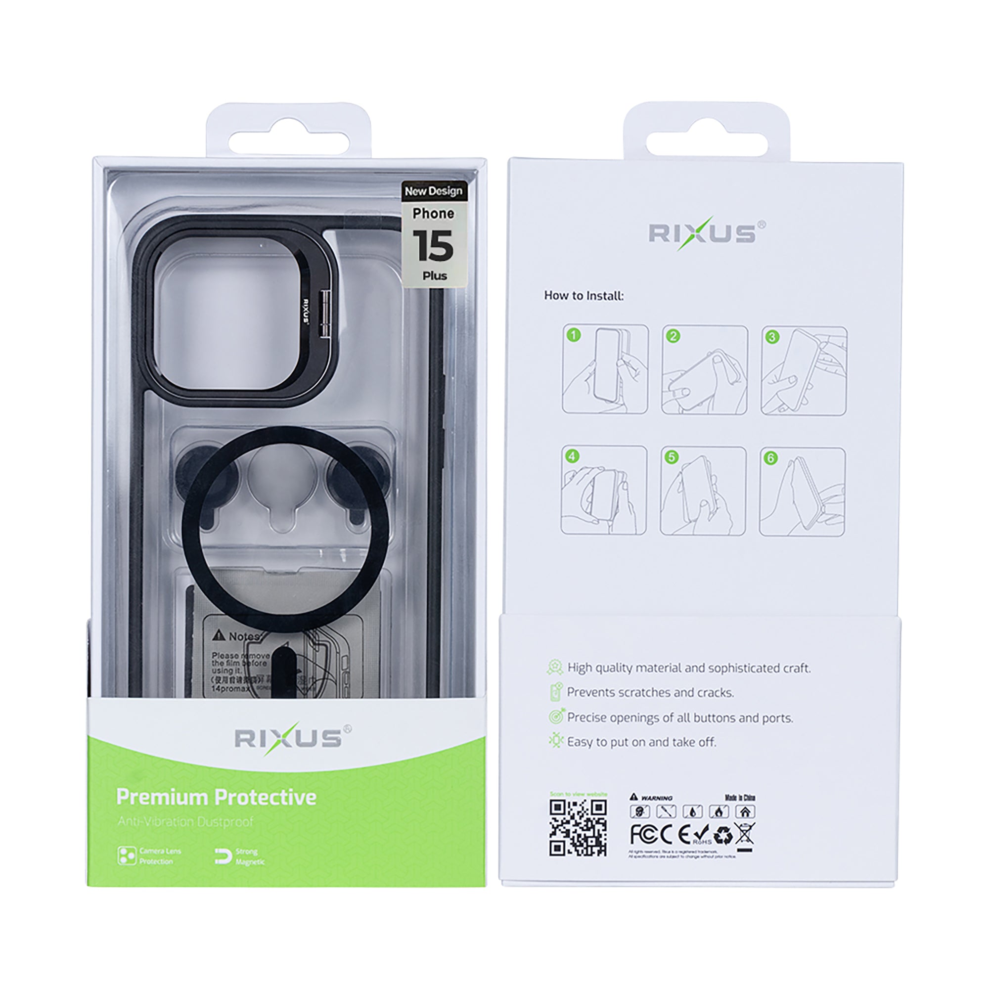 Rixus Classic 03 Case With MagSafe Compatible For Apple iPhone 15 Plus Black