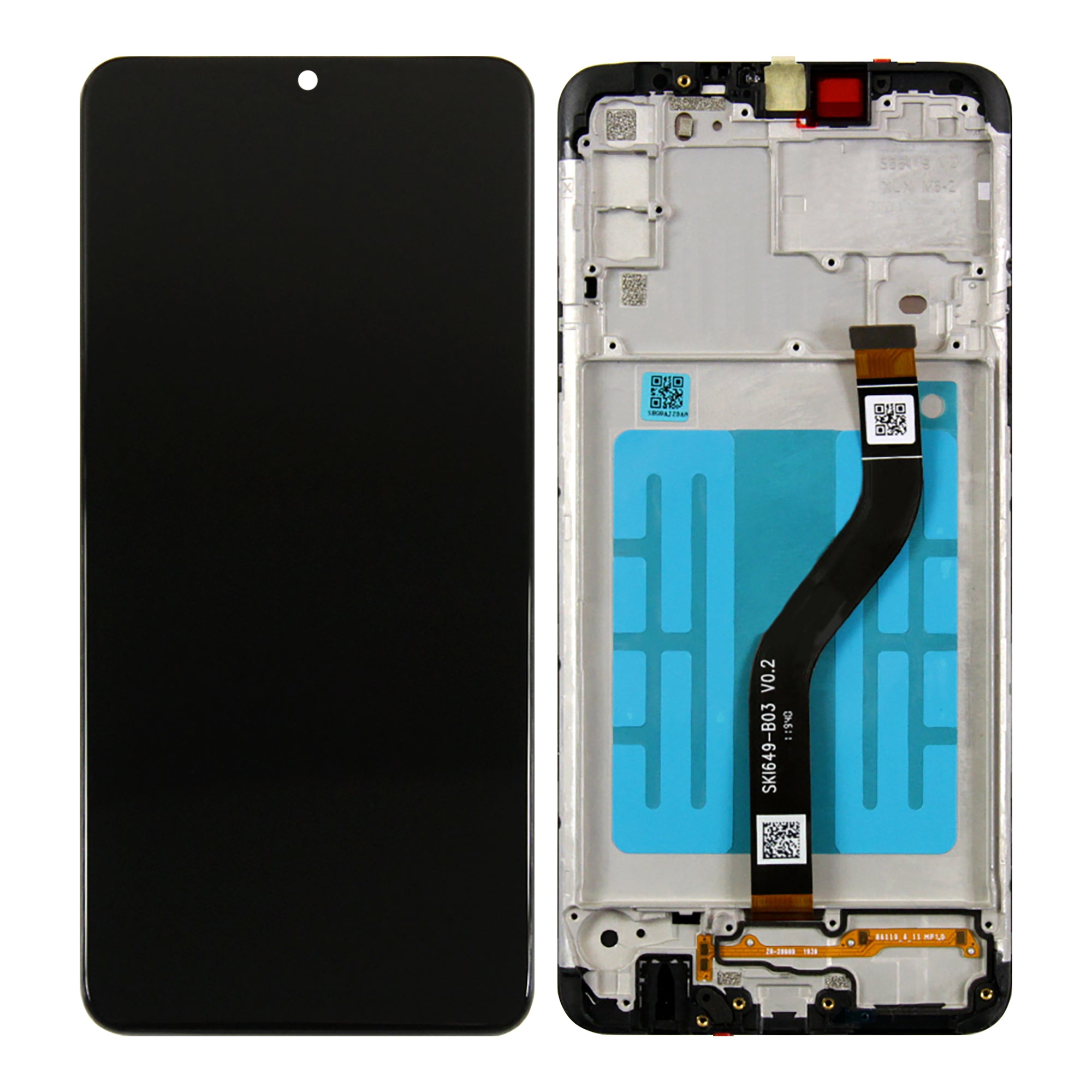 Samsung Galaxy A20s A207F Beeldscherm en Digitizer met Frame Zwart Service Pack