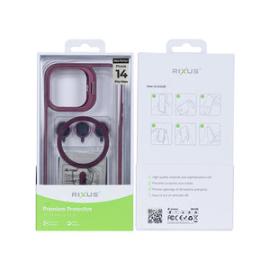 Rixus Classic 03 Case With MagSafe Compatible For Apple iPhone 14 Pro Max Dark Pink