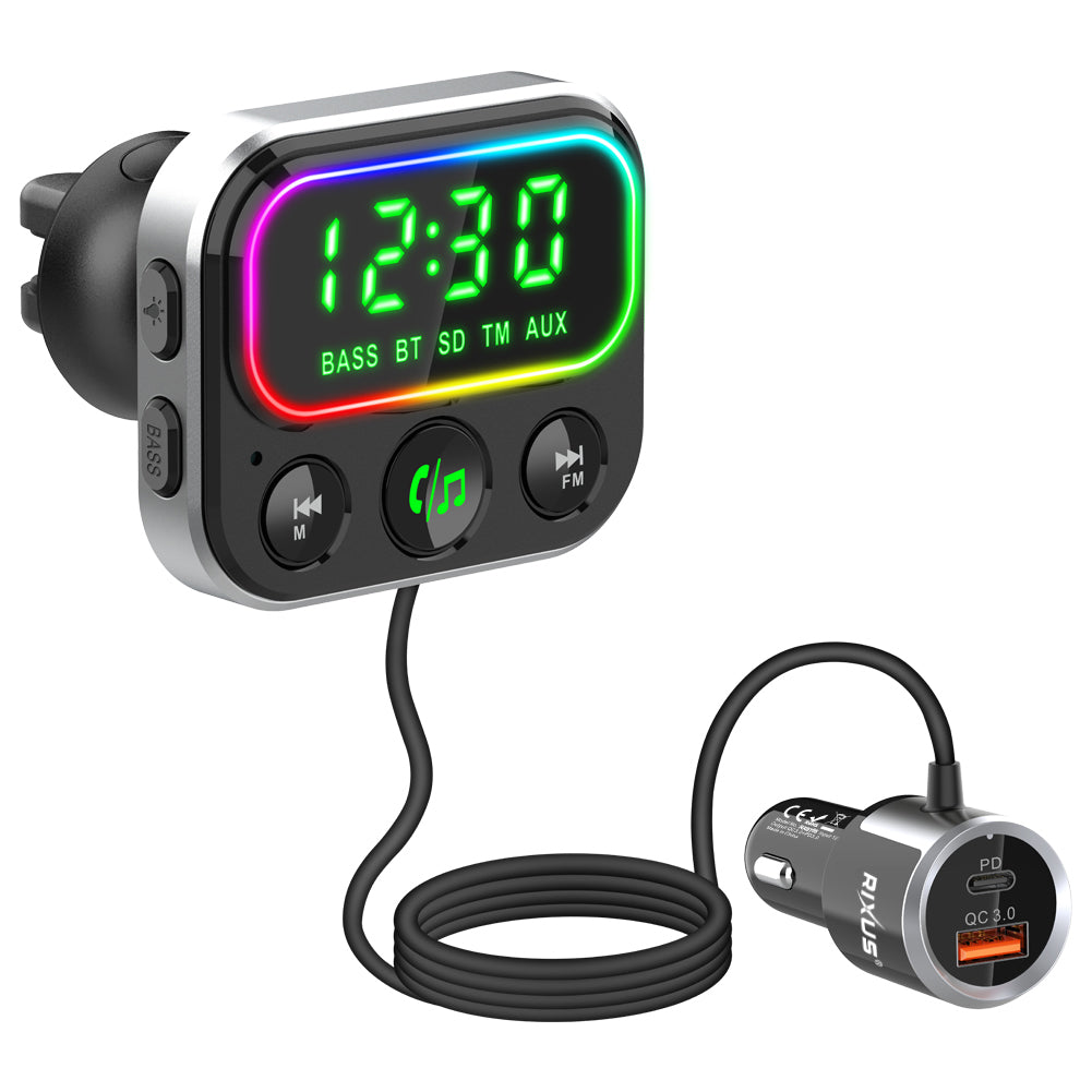 Rixus RXBT55 2 In 1 Bluetooth FM-zender en autoadapter zwart