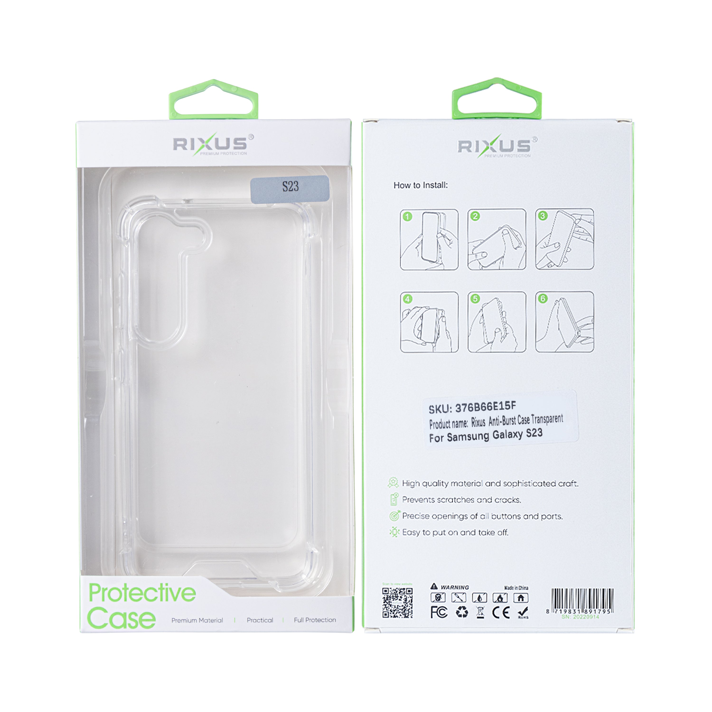 Rixus Anti-Barst Hoesje Voor Samsung Galaxy S23 Transparant