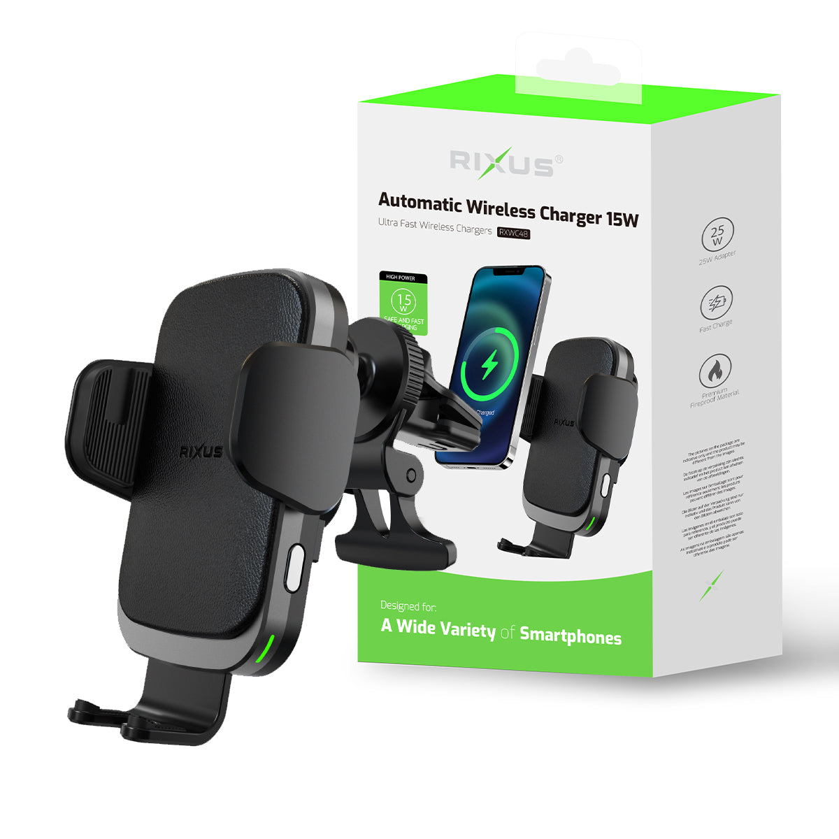 Rixus RXWC48 Draadloze Autolader Zwart
