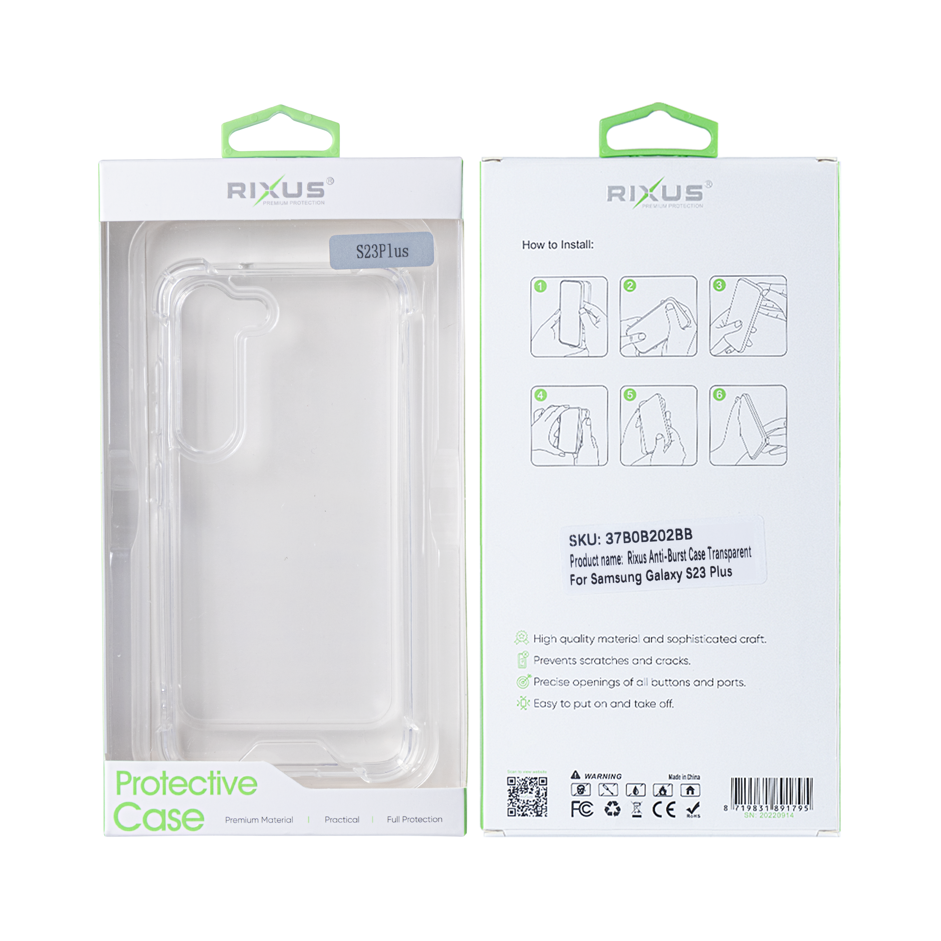 Rixus Anti-Barst Hoesje Voor Samsung Galaxy S23 Plus Transparant