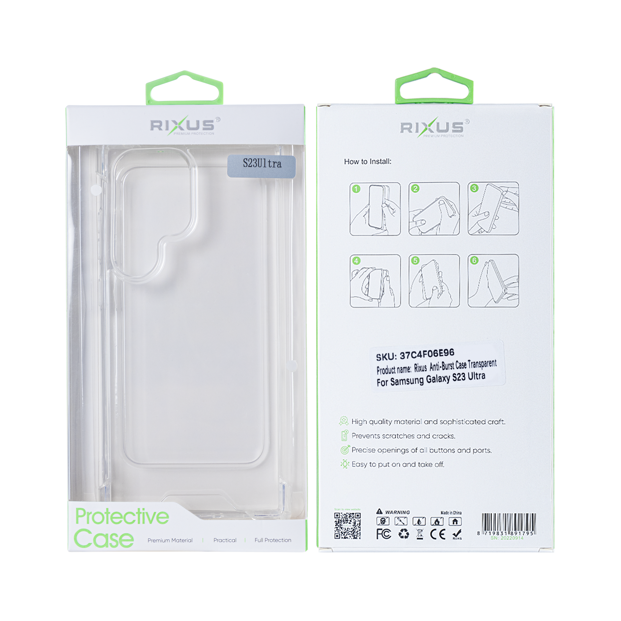 Rixus Anti-Barst Hoesje Voor Samsung Galaxy S23 Ultra Transparant