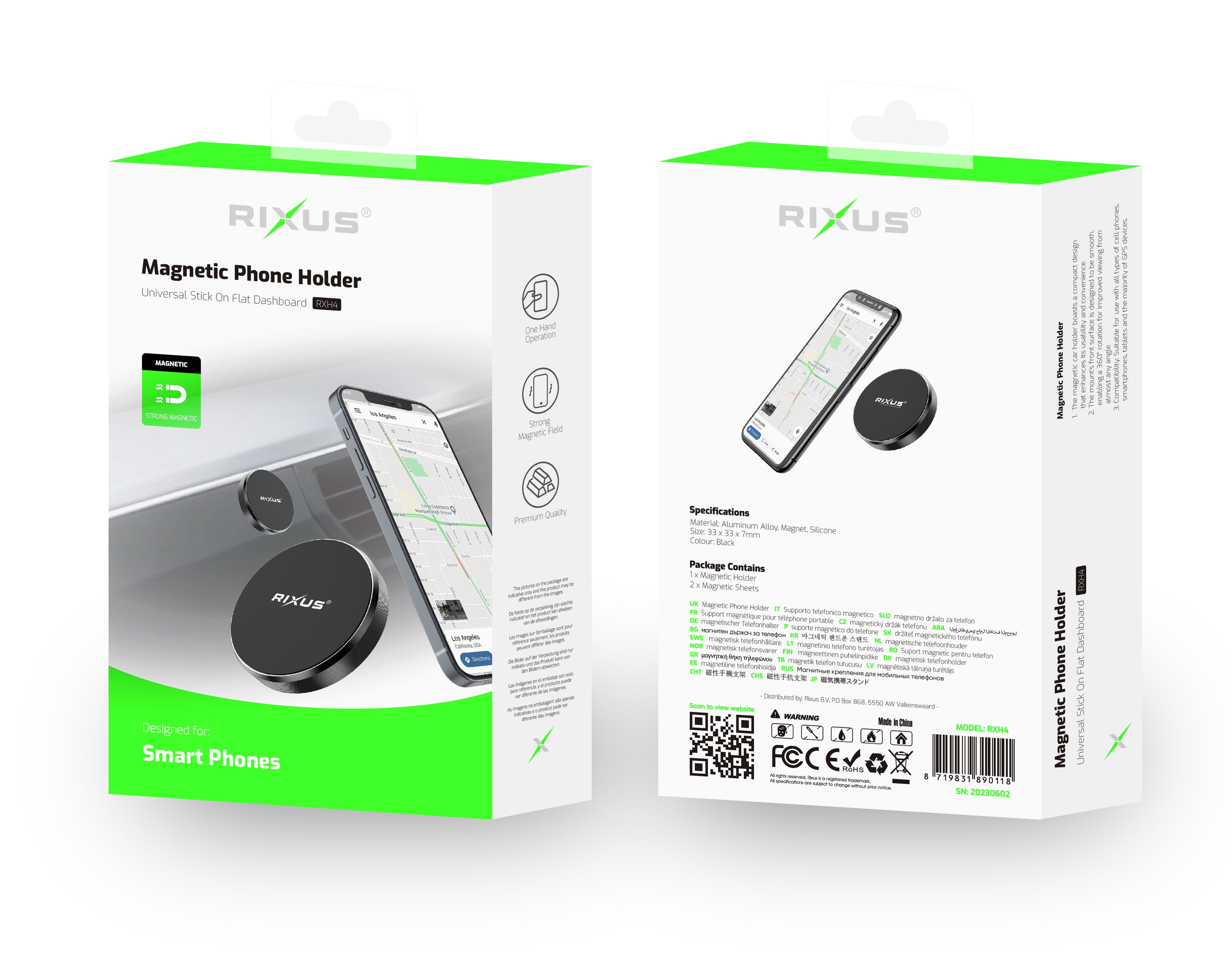 Rixus RXH4 Magnetische Telefoonhouder Mini Zwart