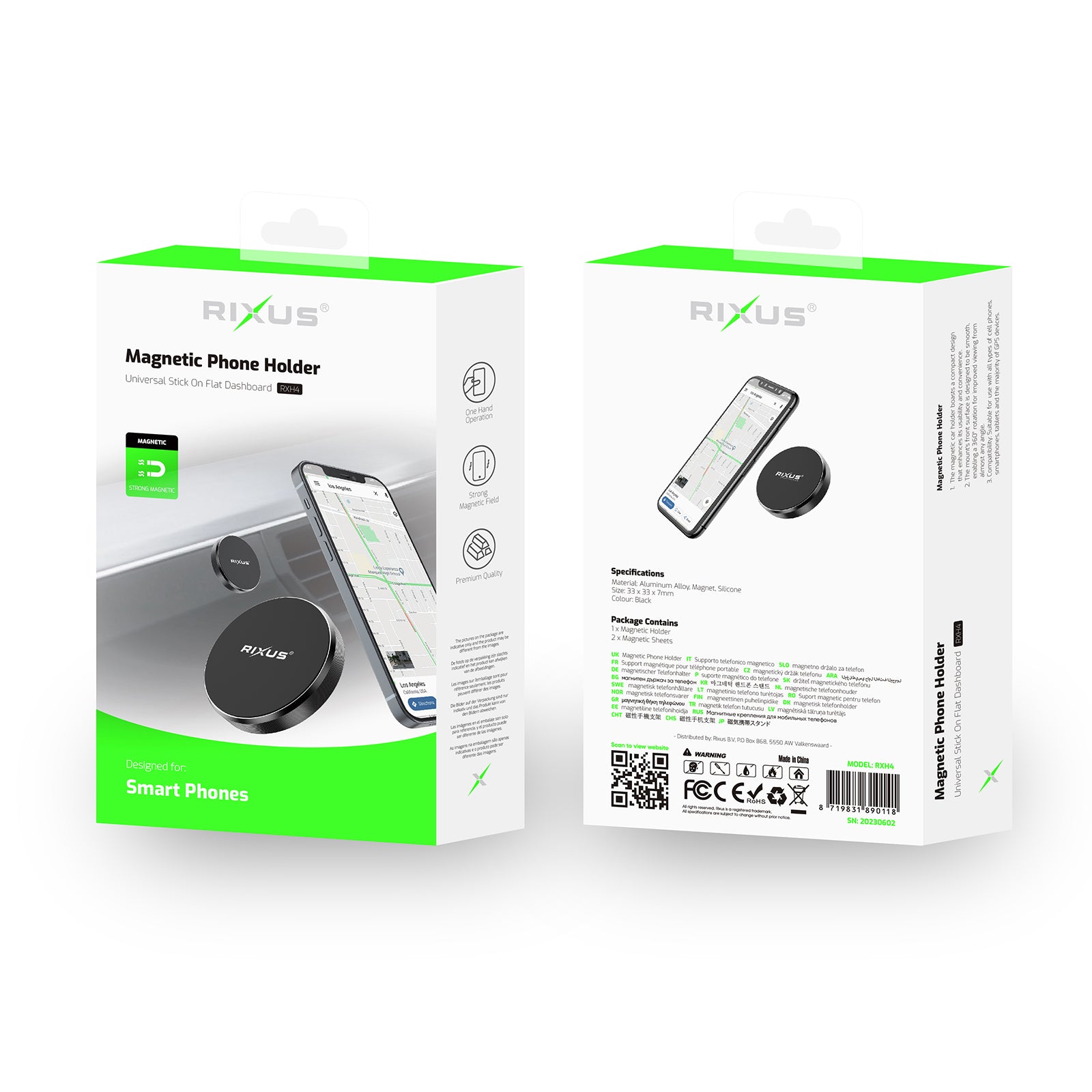 Rixus RXH4 Magnetische Telefoonhouder Mini Zwart