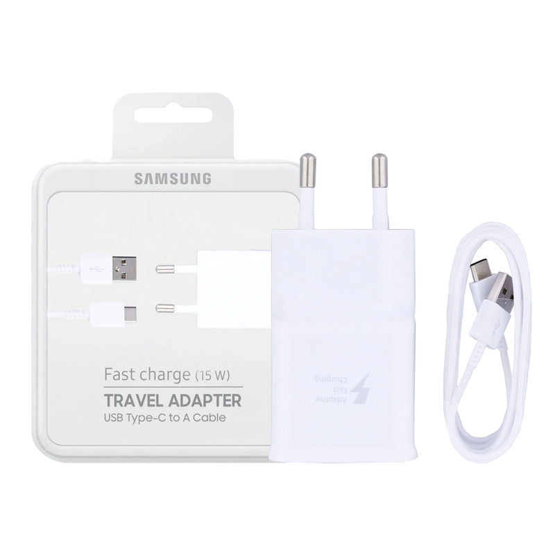 Samsung Fast Charger USB-A 15W With USB-A To USB-C Cable White Original Retail Box