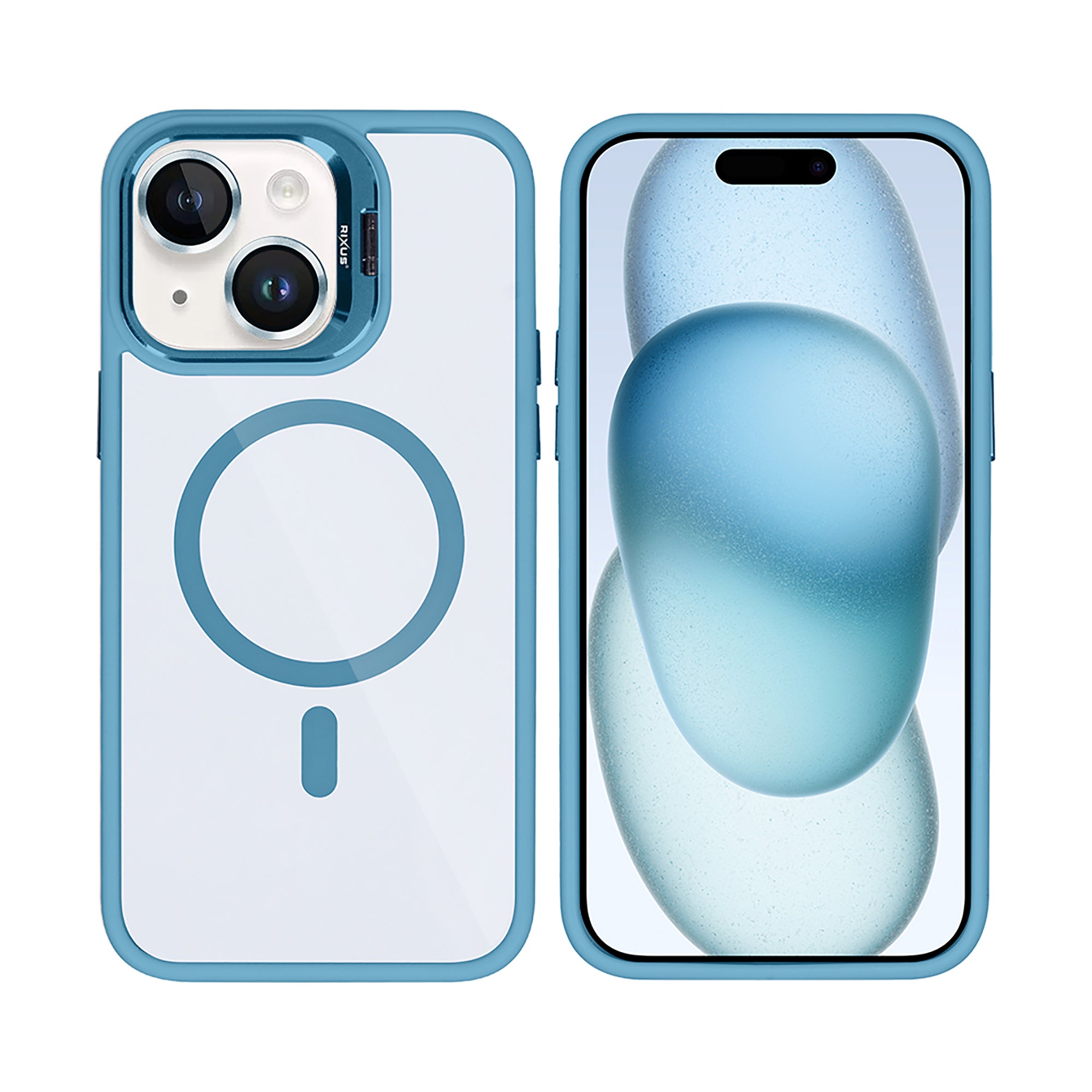 Rixus Classic 03 Case With MagSafe Compatible For Apple iPhone 14 Plus Light Blue