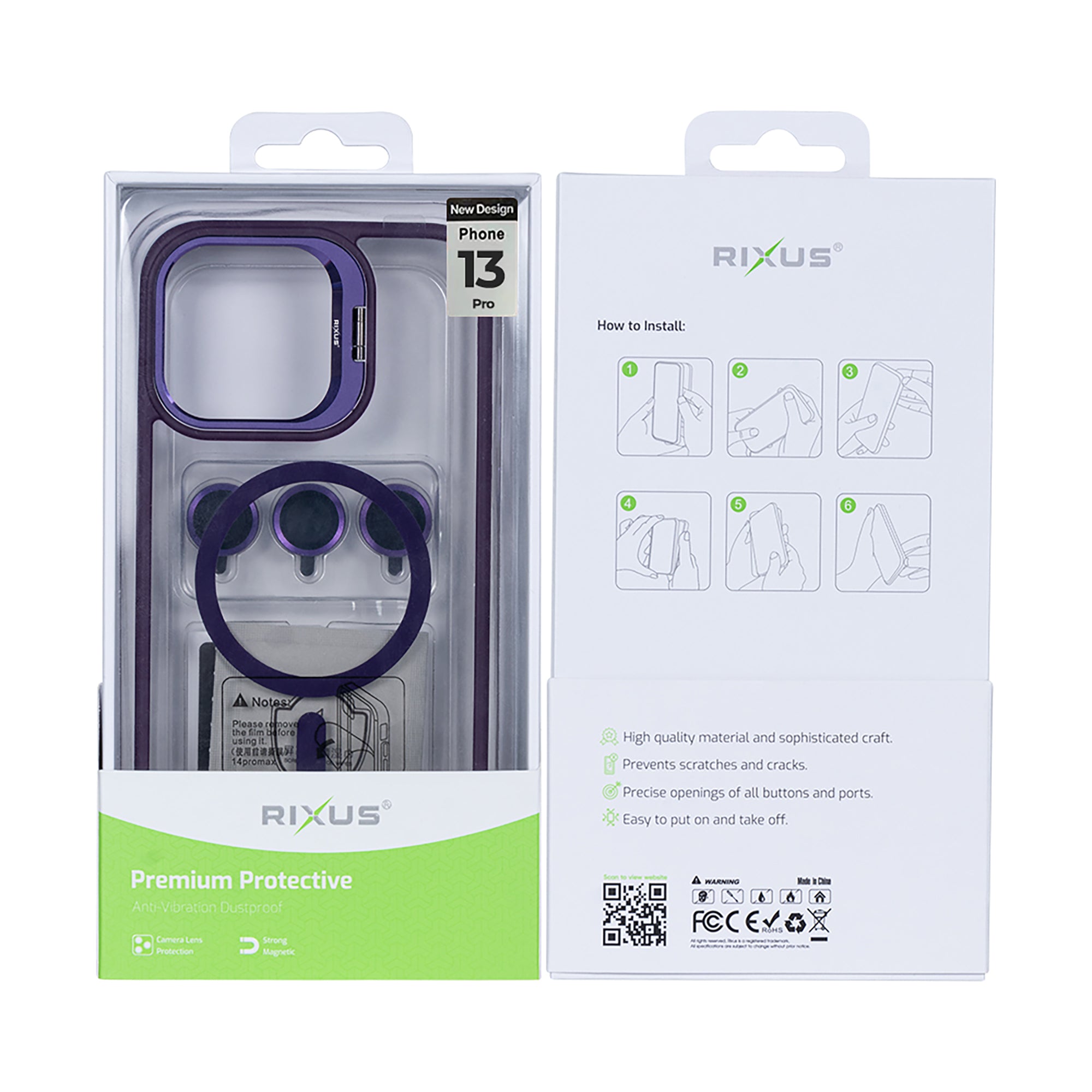Rixus Classic 03 Case With MagSafe Compatible For Apple iPhone 13 Pro Deep Purple