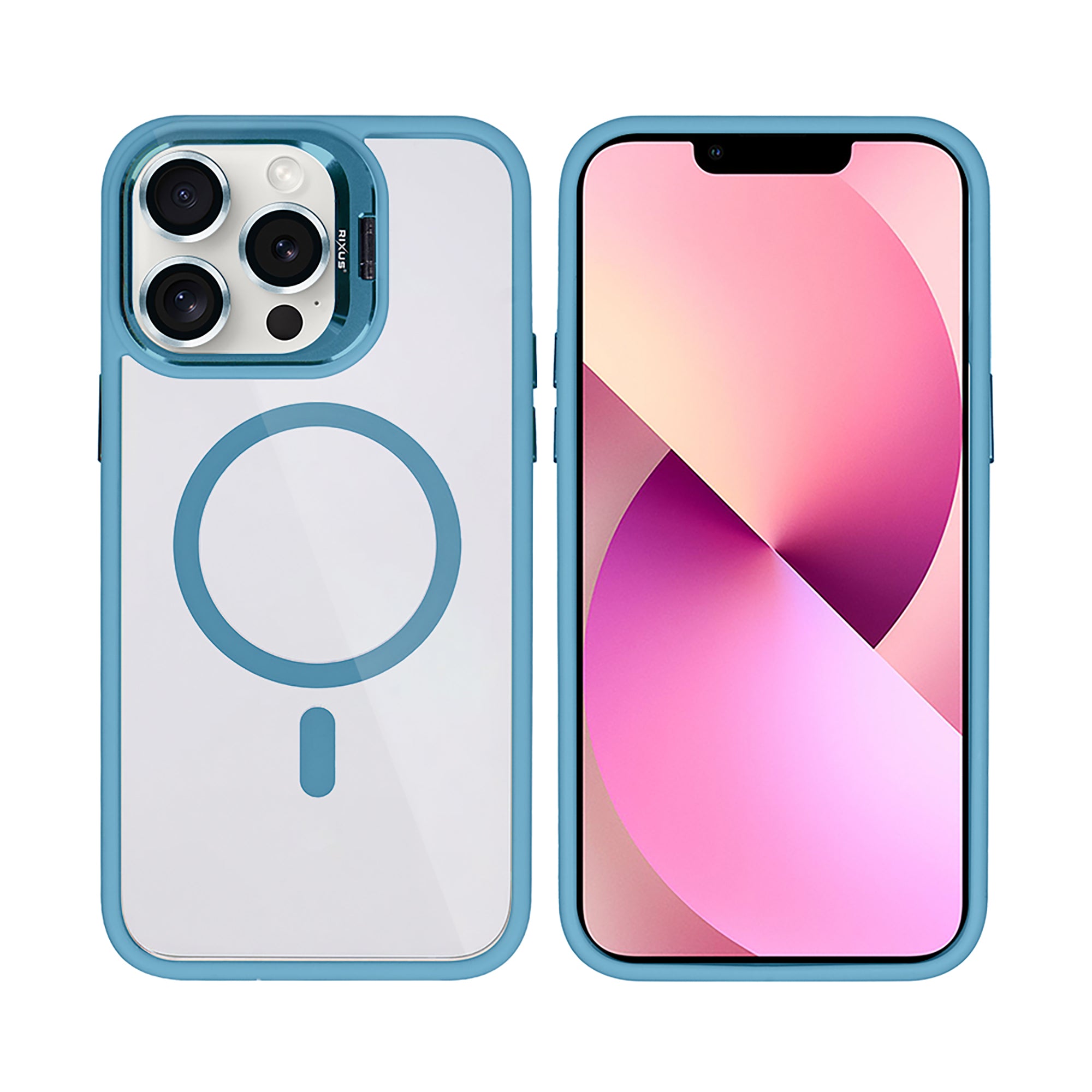 Rixus Classic 03 Case With MagSafe Compatible For Apple iPhone 13 Pro Max Light Blue