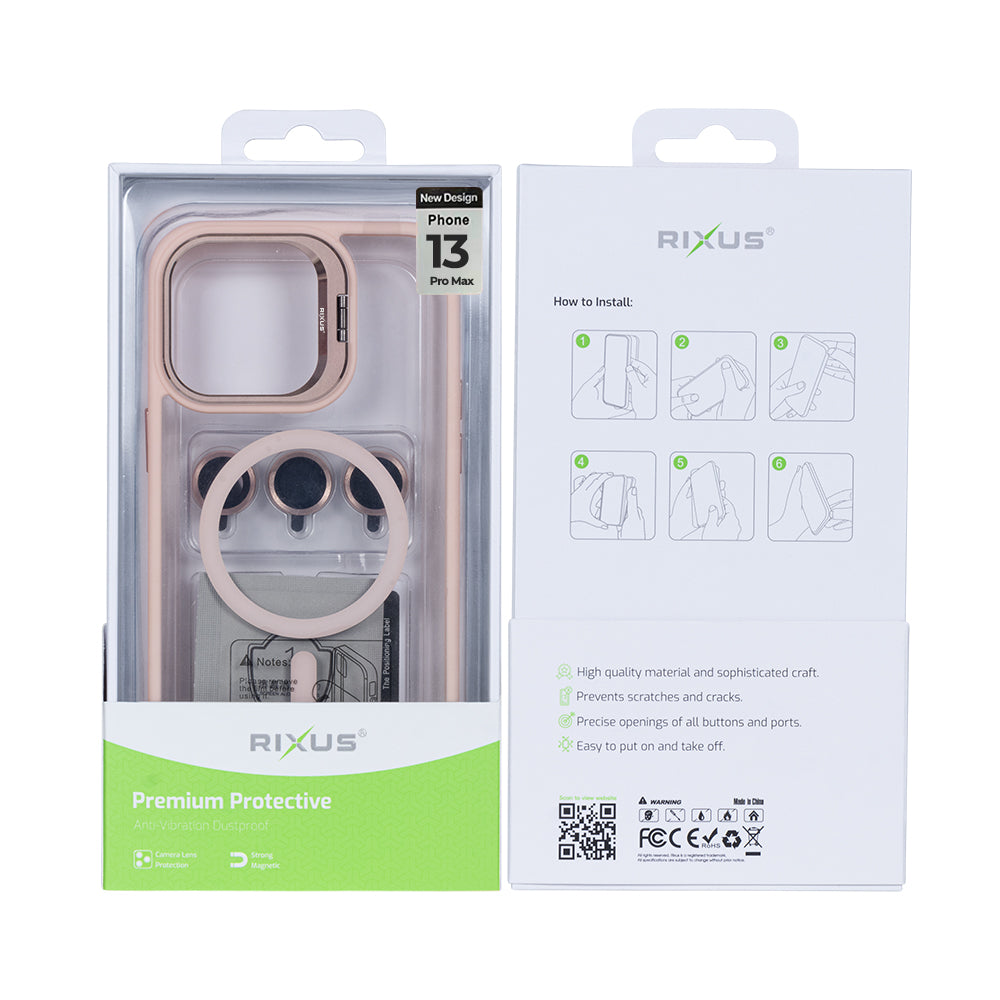 Rixus Classic 03 Case With MagSafe Compatible For Apple iPhone 13 Pro Max Light Pink
