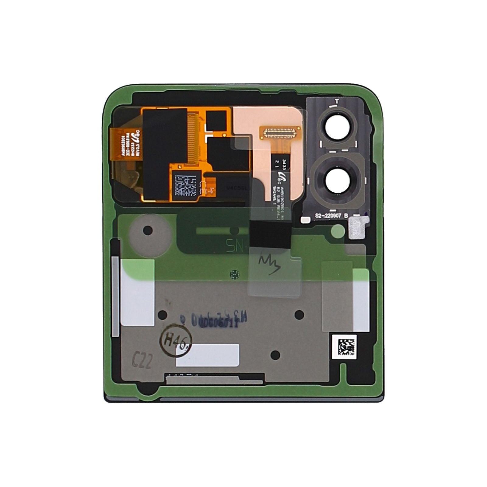 Samsung Galaxy Z Flip4 5G F721B Sub Display en Digitizer met Frame Graphite Service Pack