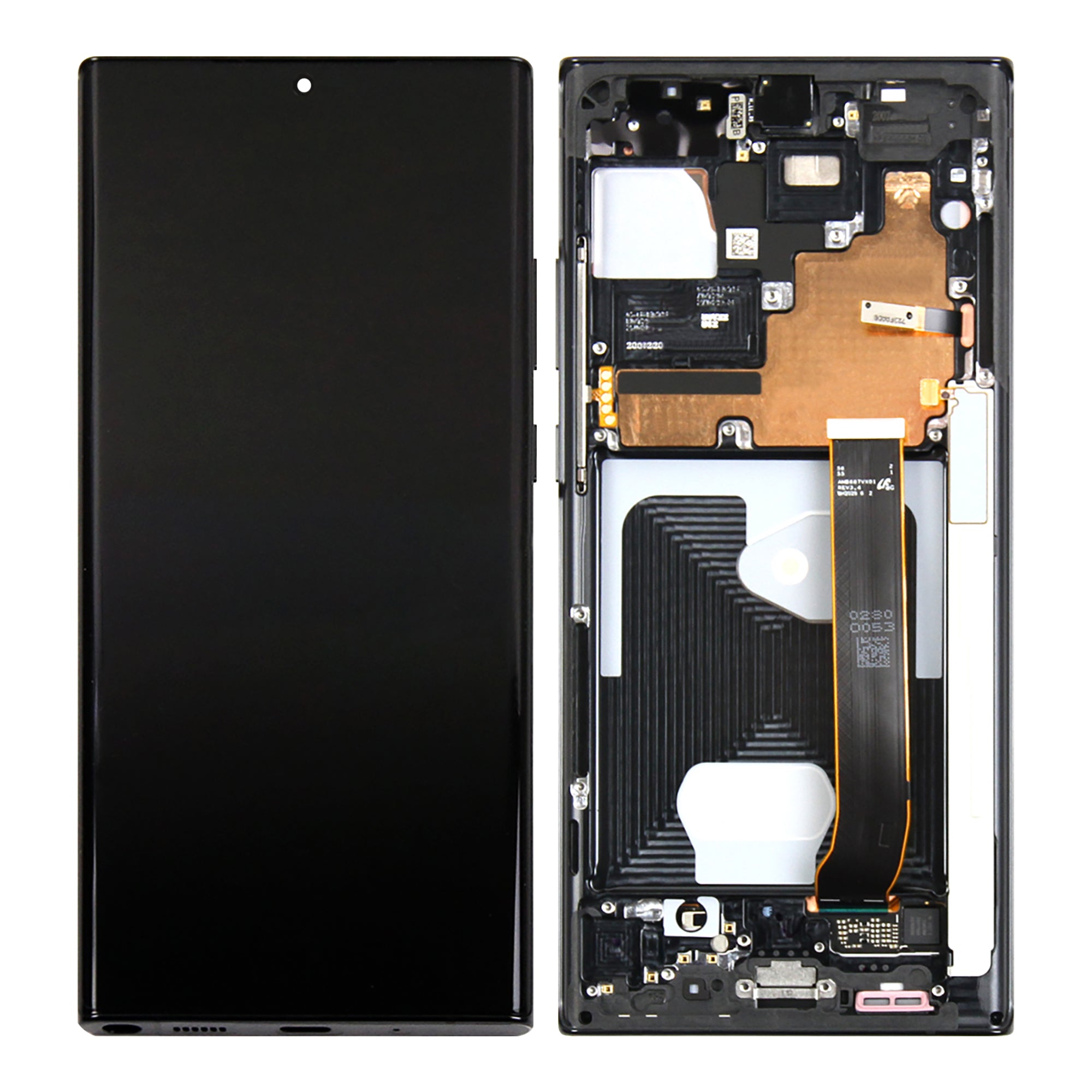 Samsung Galaxy Note 20 Ultra N985F, Ultra 5G N986B Beeldscherm en Digitizer met Frame Mystic Black Service Pack