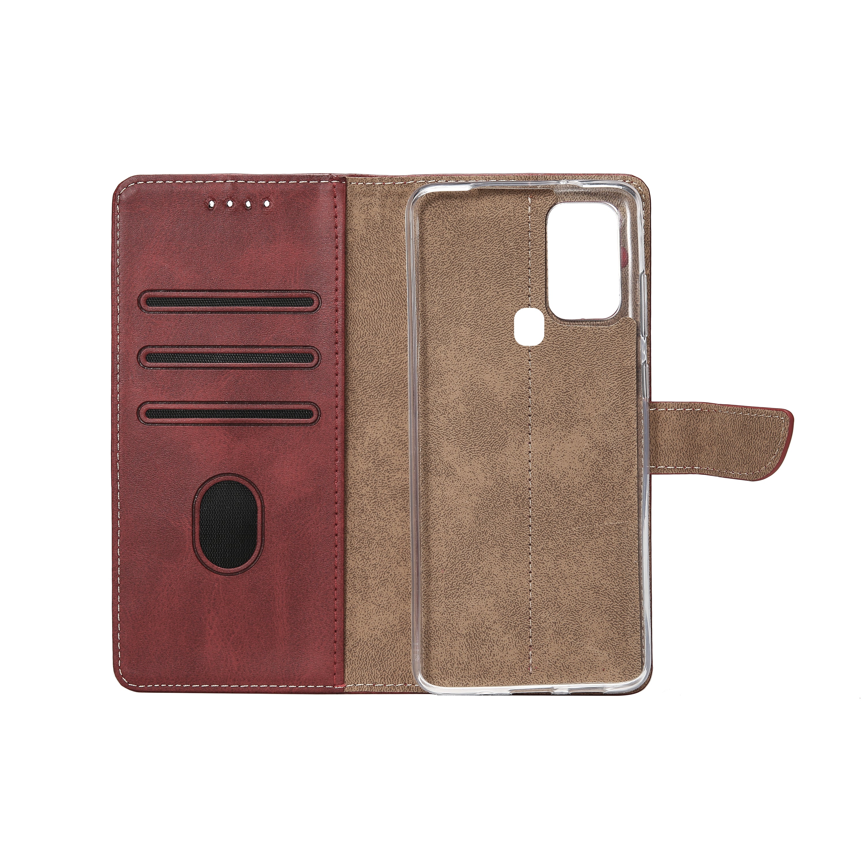 Rixus Boekhoesje Voor Samsung Galaxy A21s Donkerrood
